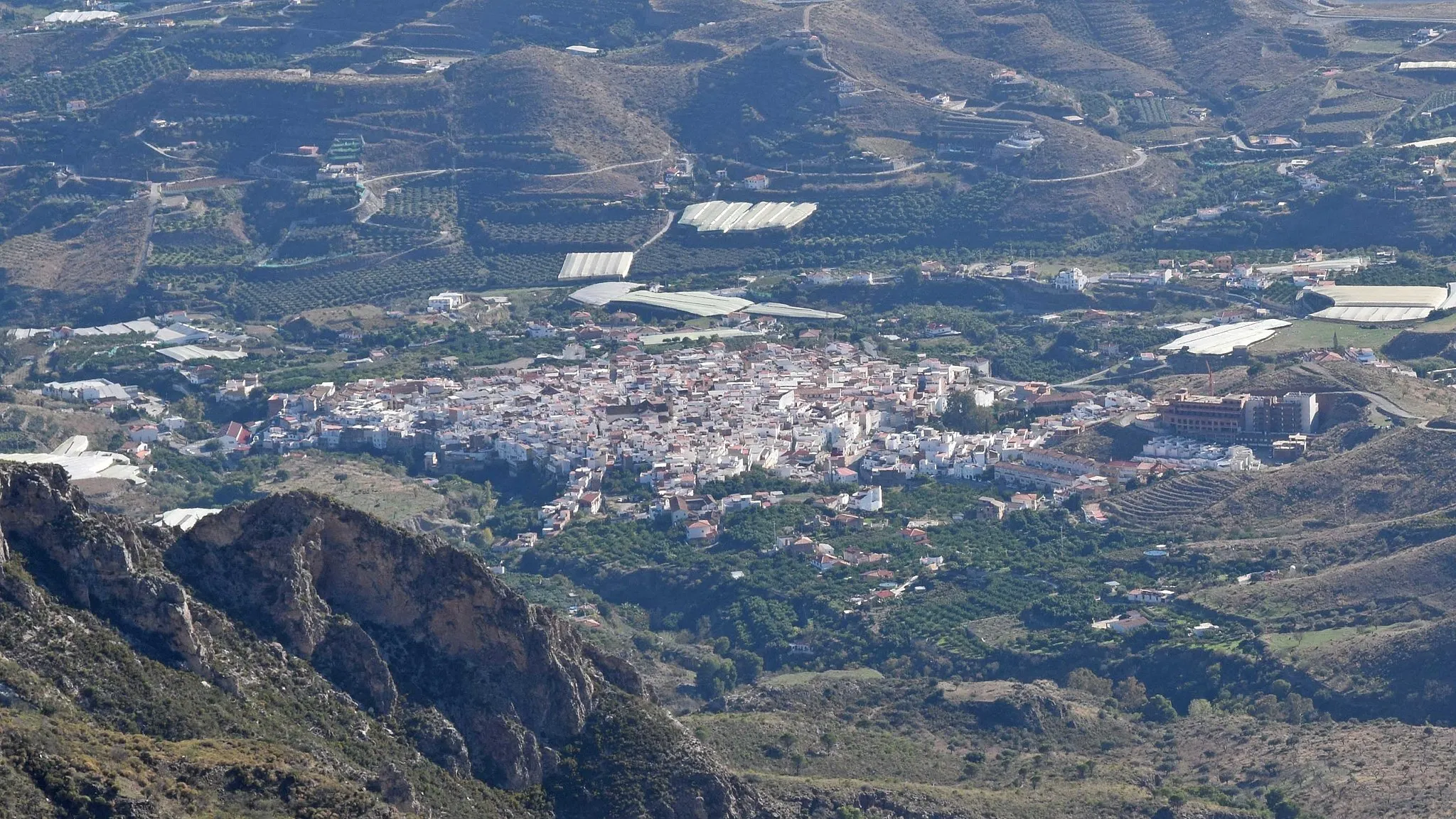 Photo showing: The village of Molvízar (Granada province, Spain) seen from the hilltop La Guindalera