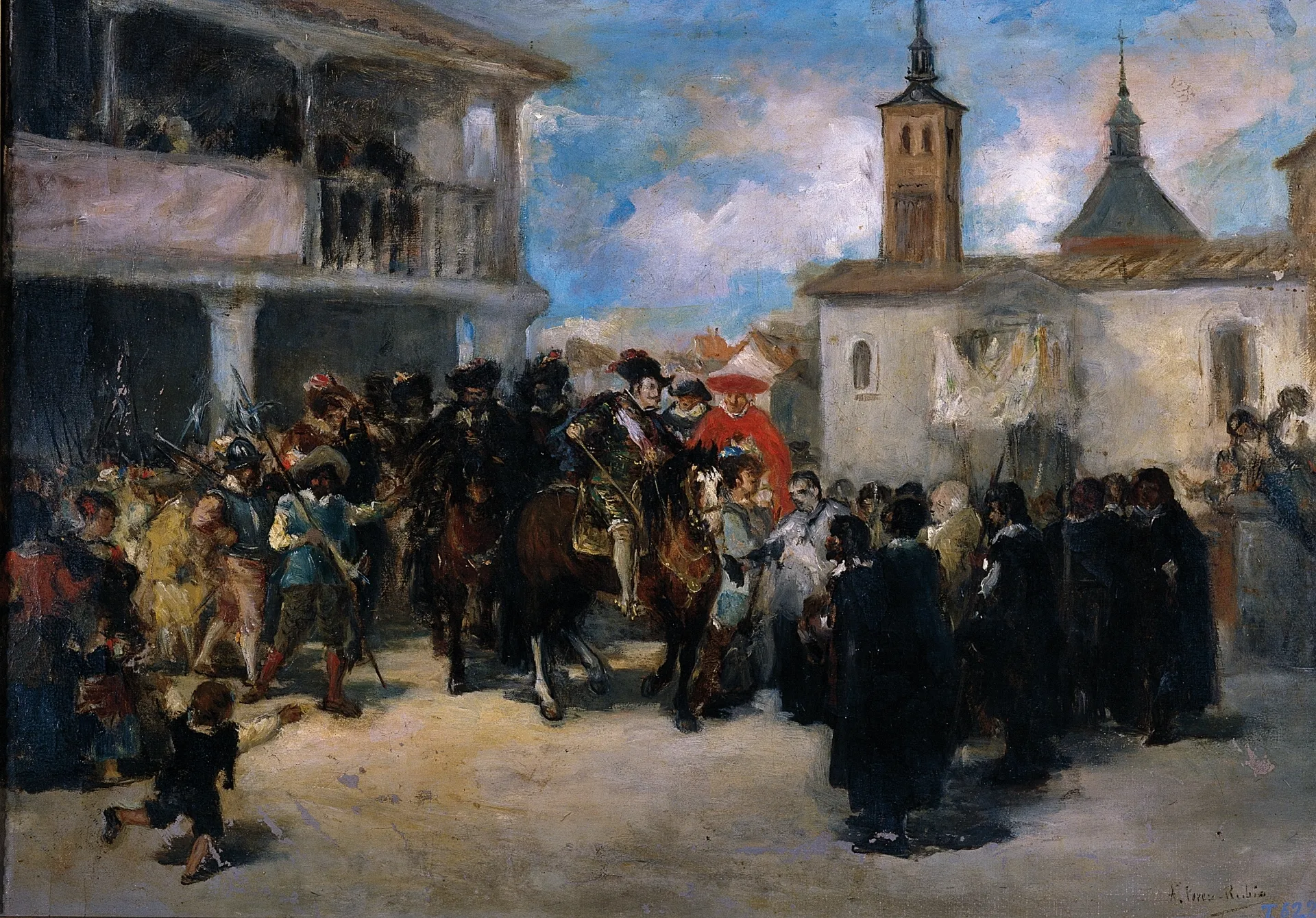 Photo showing: El rey Felipe IV en Navalcarnero (hacia 1884), de Antonio Pérez Rubio. Óleo sobre lienzo, 45 x 60 cm. Museo del Prado, Madrid, España