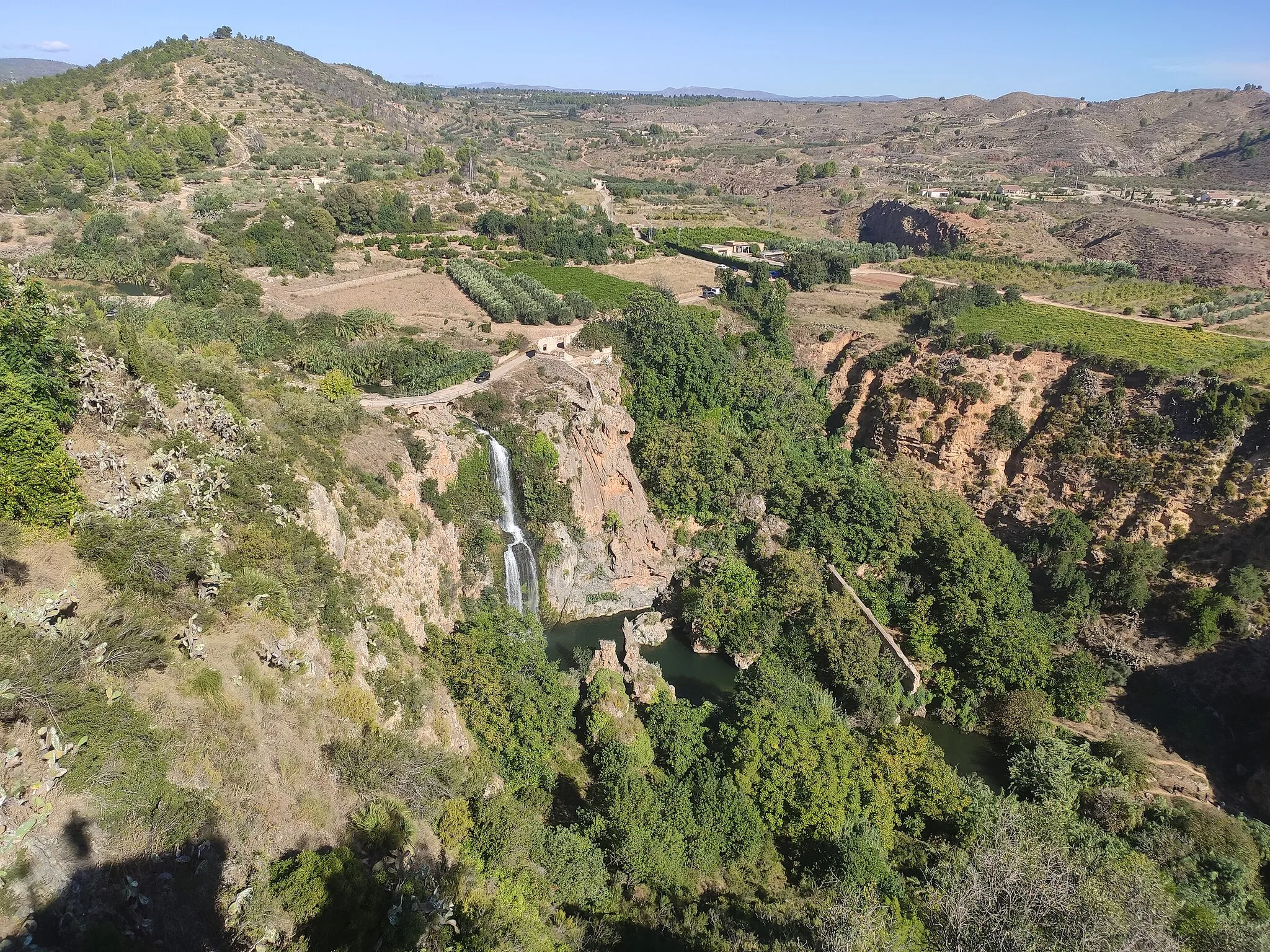 Photo showing: Salto del río Sellent a su paso por Chella visto desde el mirador