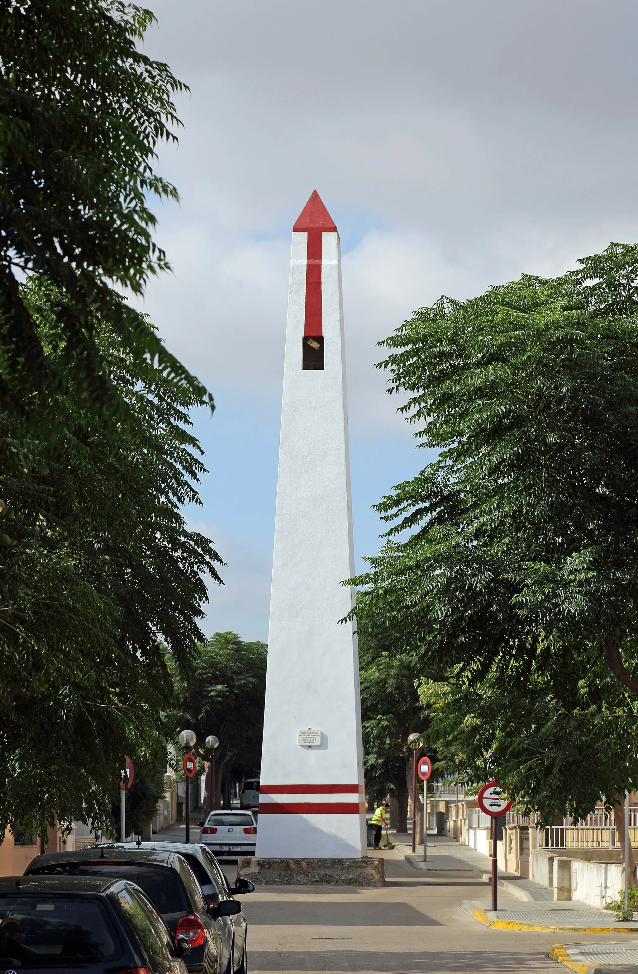 Photo showing: Can Picafort (Santa Margalida, Majorca, Spain): daymark for navigation and gun laying training of the Spanish navy from 1941 till 1970