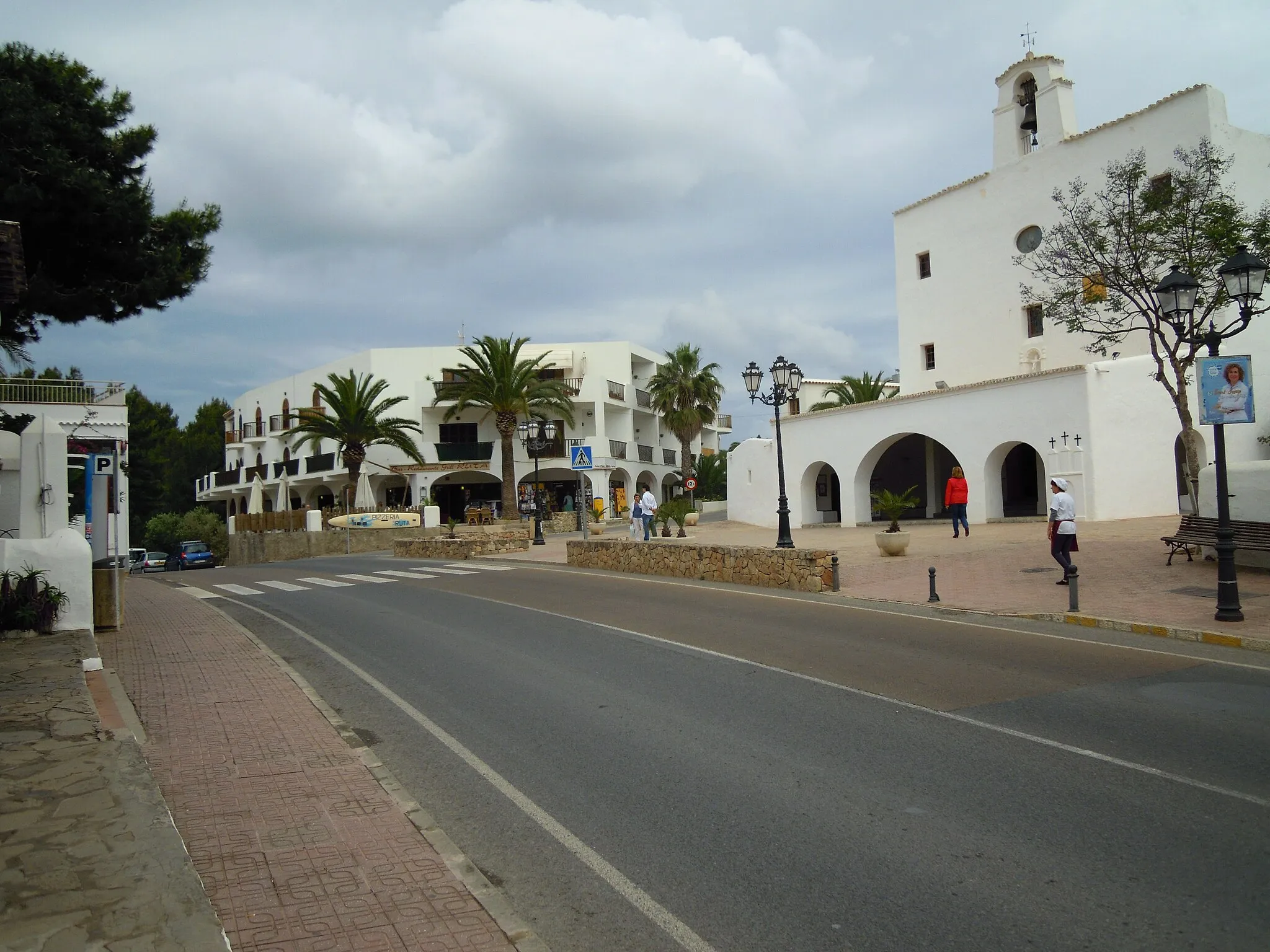 Photo showing: Looking east along Carrer de Pere Escanellas with im the village of Sant Josep de sa Talaia Ibiza, Balearic Islands, Spain