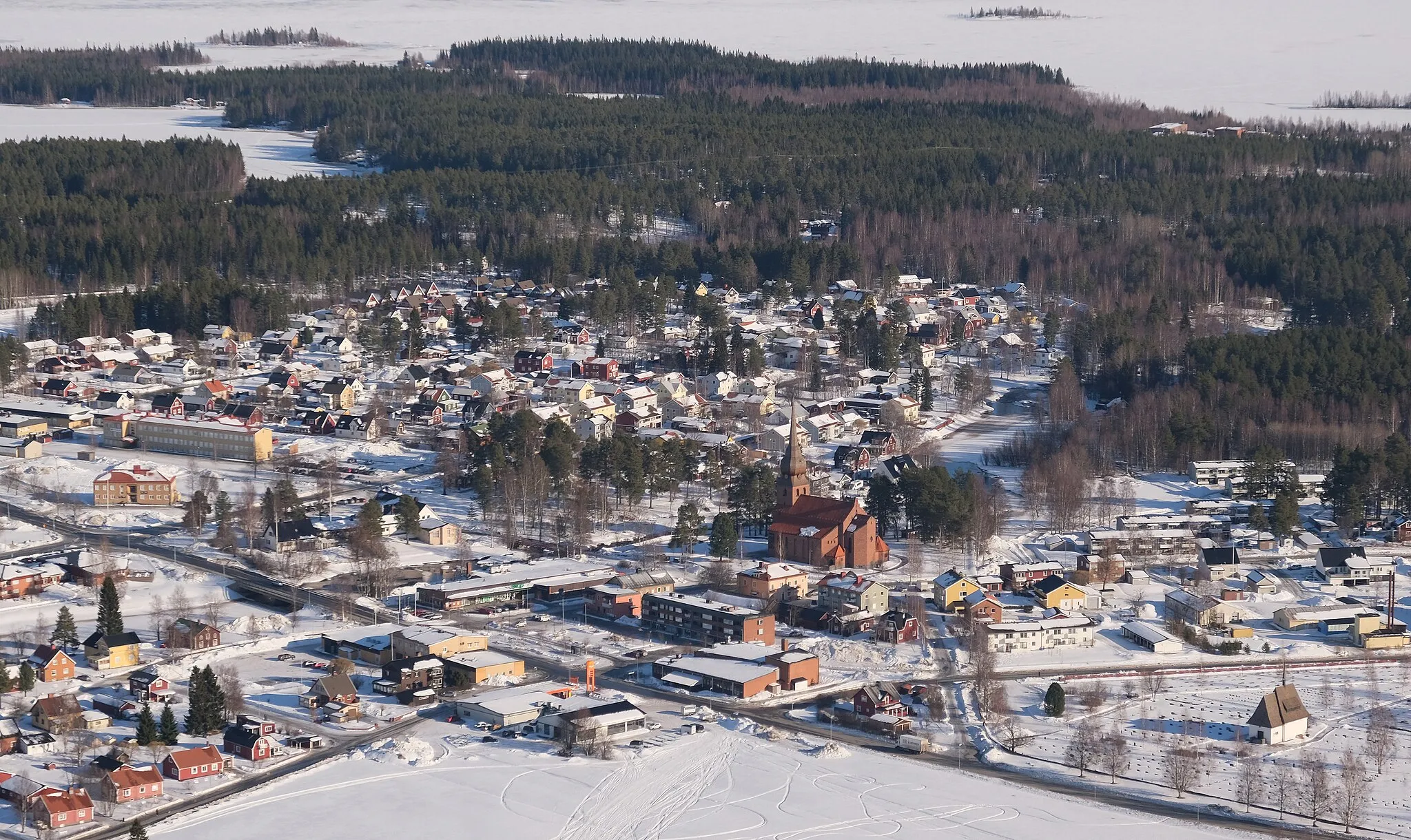 Photo showing: Aerial view of Bureå, Sweden.