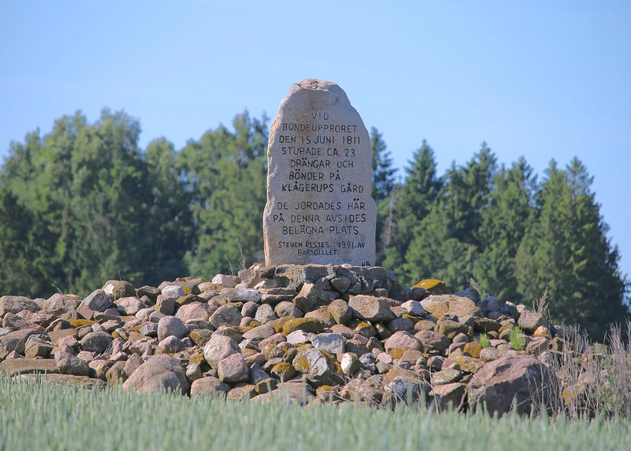 Photo showing: Minnessten över de som dödades vid Klågerupskravallerna