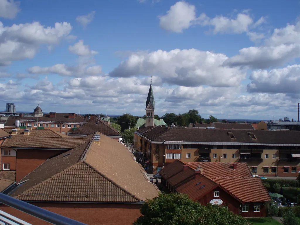 Photo showing: View of Skövde (Sweden) from the City Hall of the town.