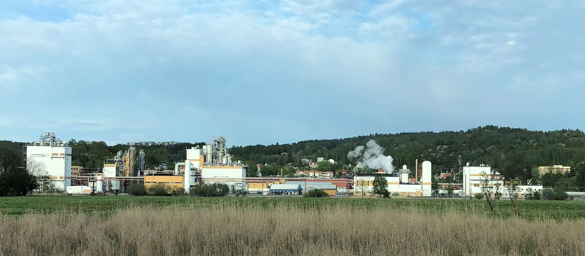 Photo showing: Akzo Nobel Pulp & Chemicals in the little township Skårdal, far south in Ale Municipality opposite Kungälv city on the Göta Älv river, north of Gothenburg, Sweden.