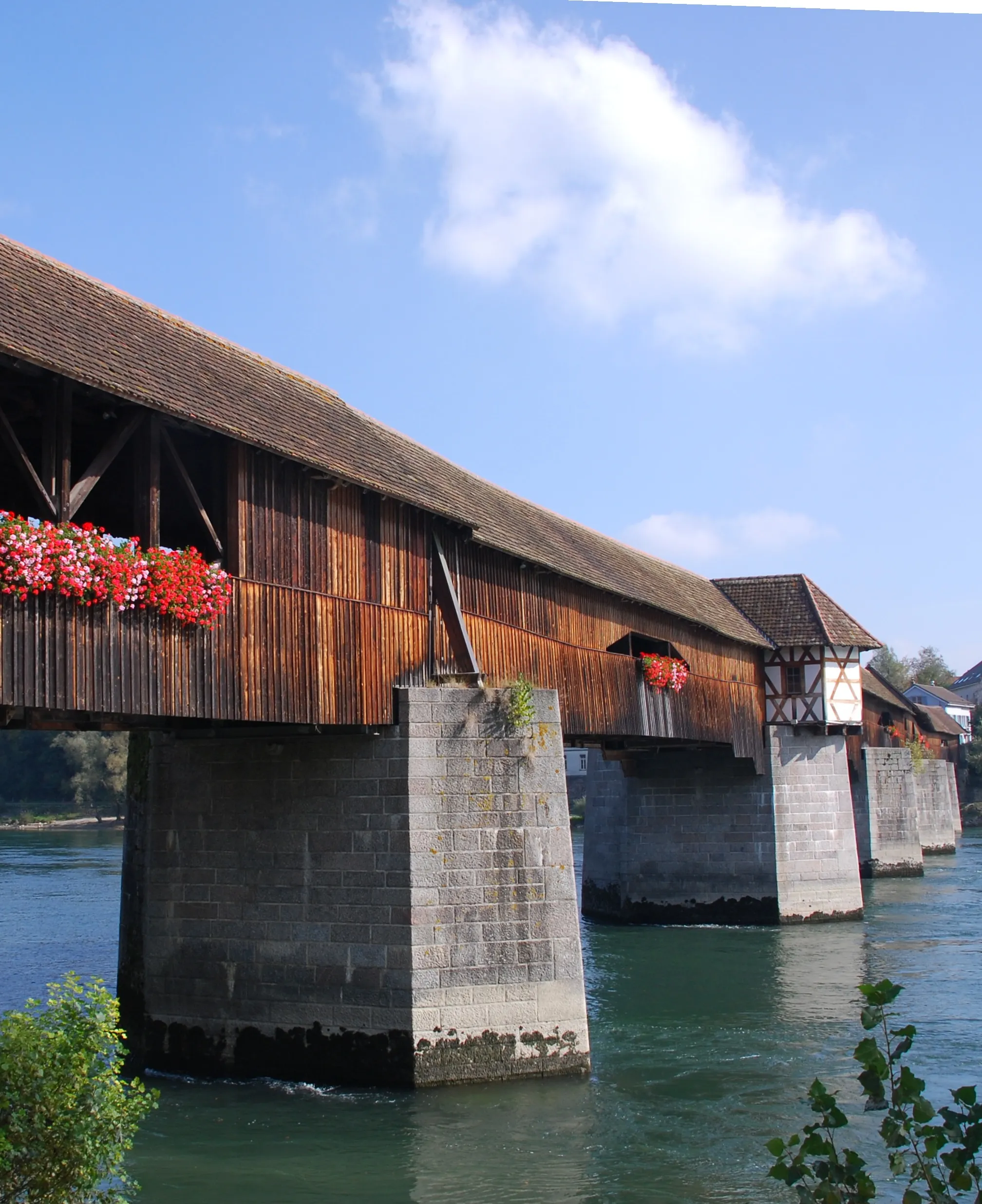 Photo showing: Holzbrücke Bad Säckingen, Richtung Stein (Schweiz) gesehen