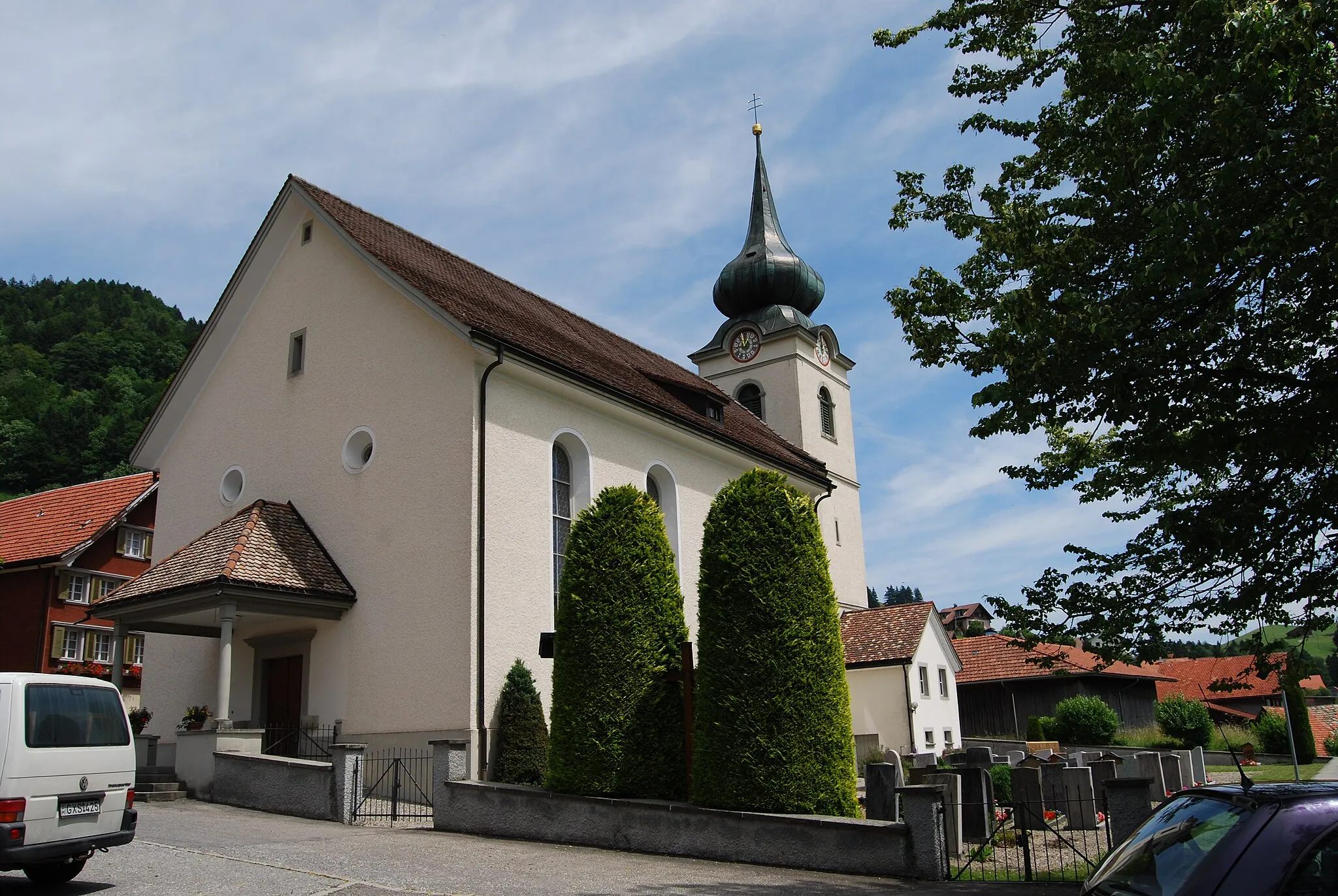 Photo showing: Pastoral church Saint  Antony of Padua at Walde, municipality of St. Gallenkappel, canton of St. Gallen, Switzerland