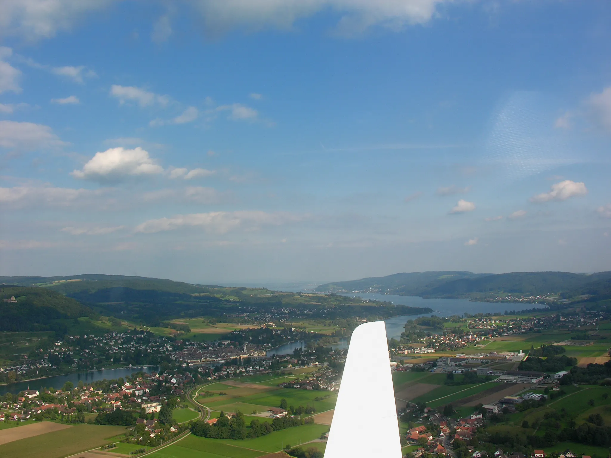 Photo showing: Switzerland, Thurgau,

Aerial view of Wagenhausen, Stein am Rhein and Eschenz