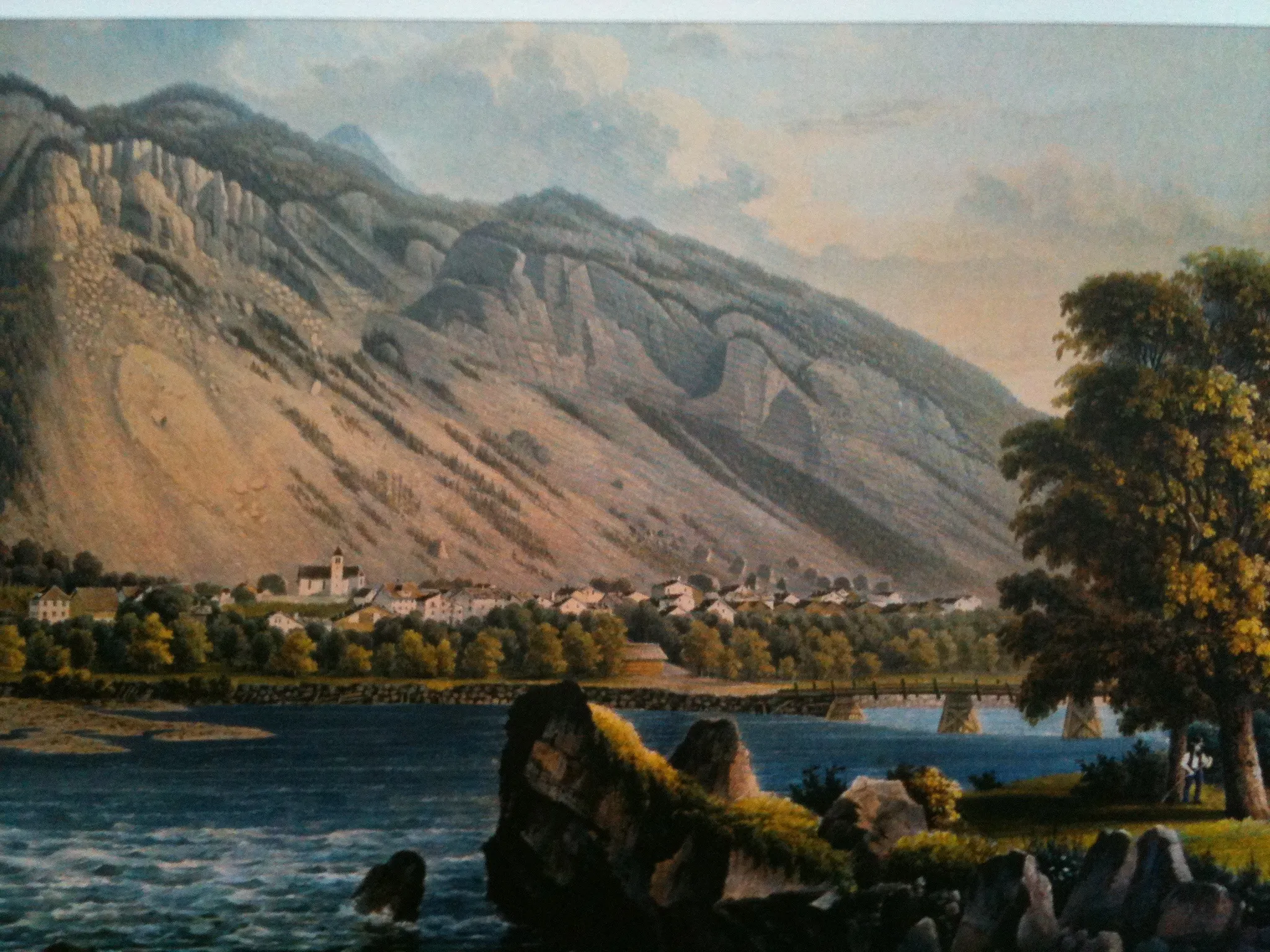 Photo showing: Felsberg Gr im Kanton Graubünden, Aquatinta von Caspar Burkhart (Originalbild im Rätischen Museum Chur)