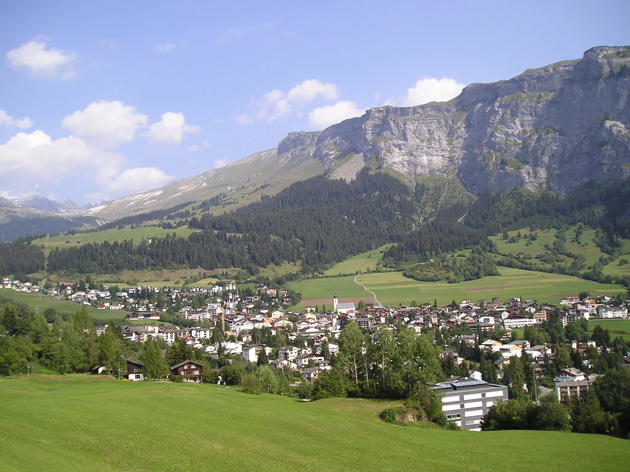 Photo showing: Panorama sul villaggio di Flims ripreso dalla frazione di Waldhaus, autore Massimo Macconi