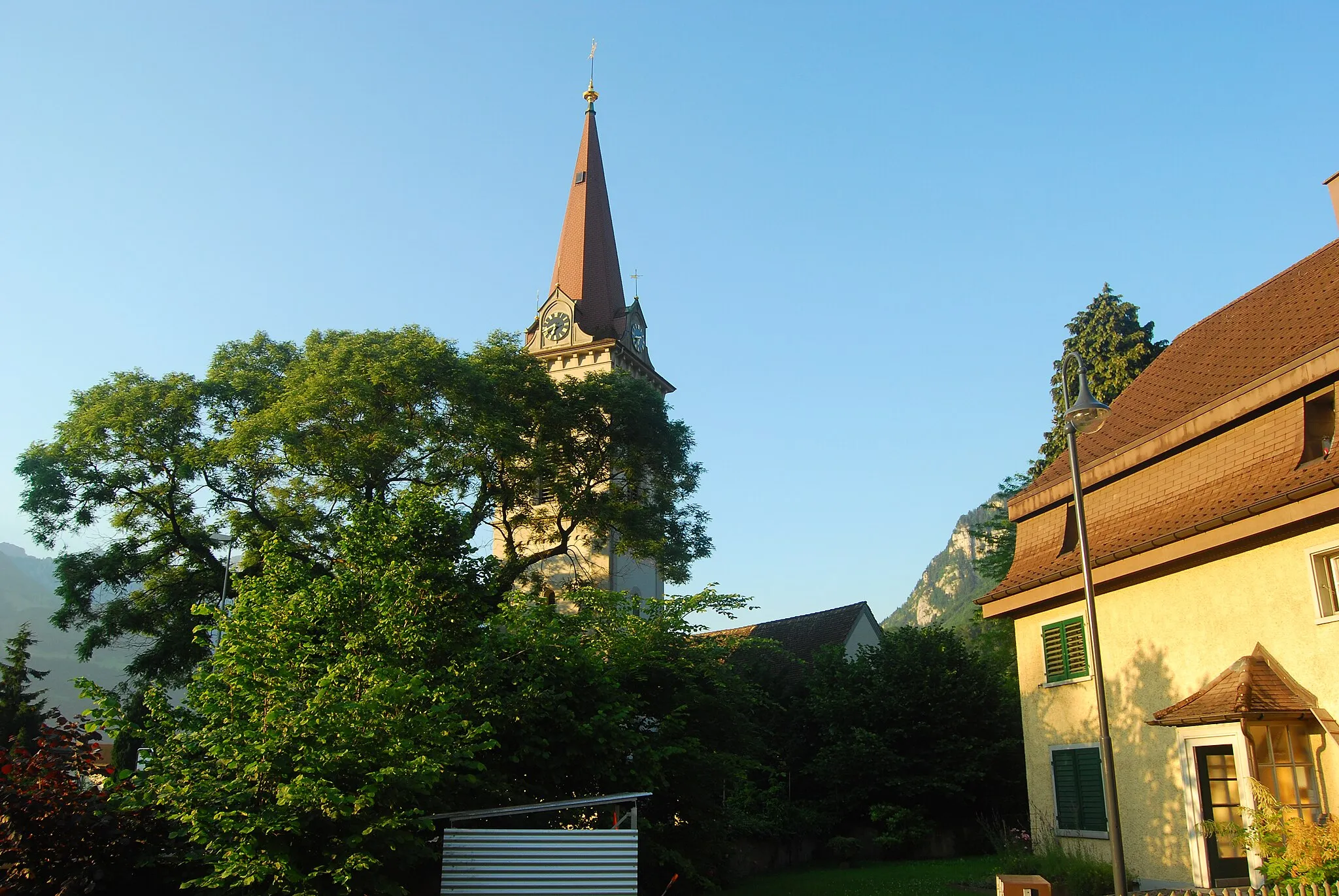 Photo showing: Protestant church of Niederurnen, canton of Glarus, Switzerland