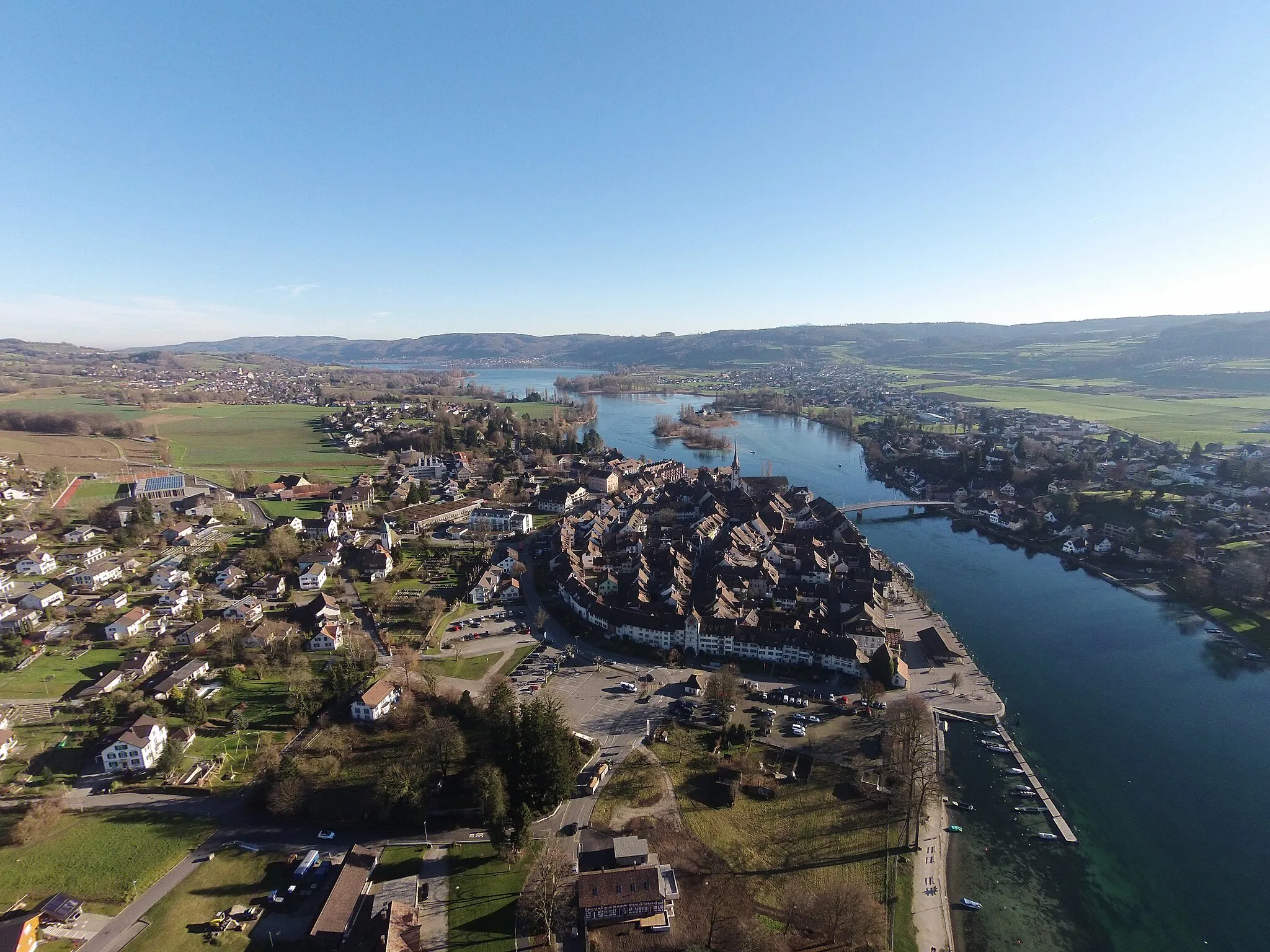 Photo showing: Switzerland, Canton of Schaffhausen, aerial views of Stein am Rhein