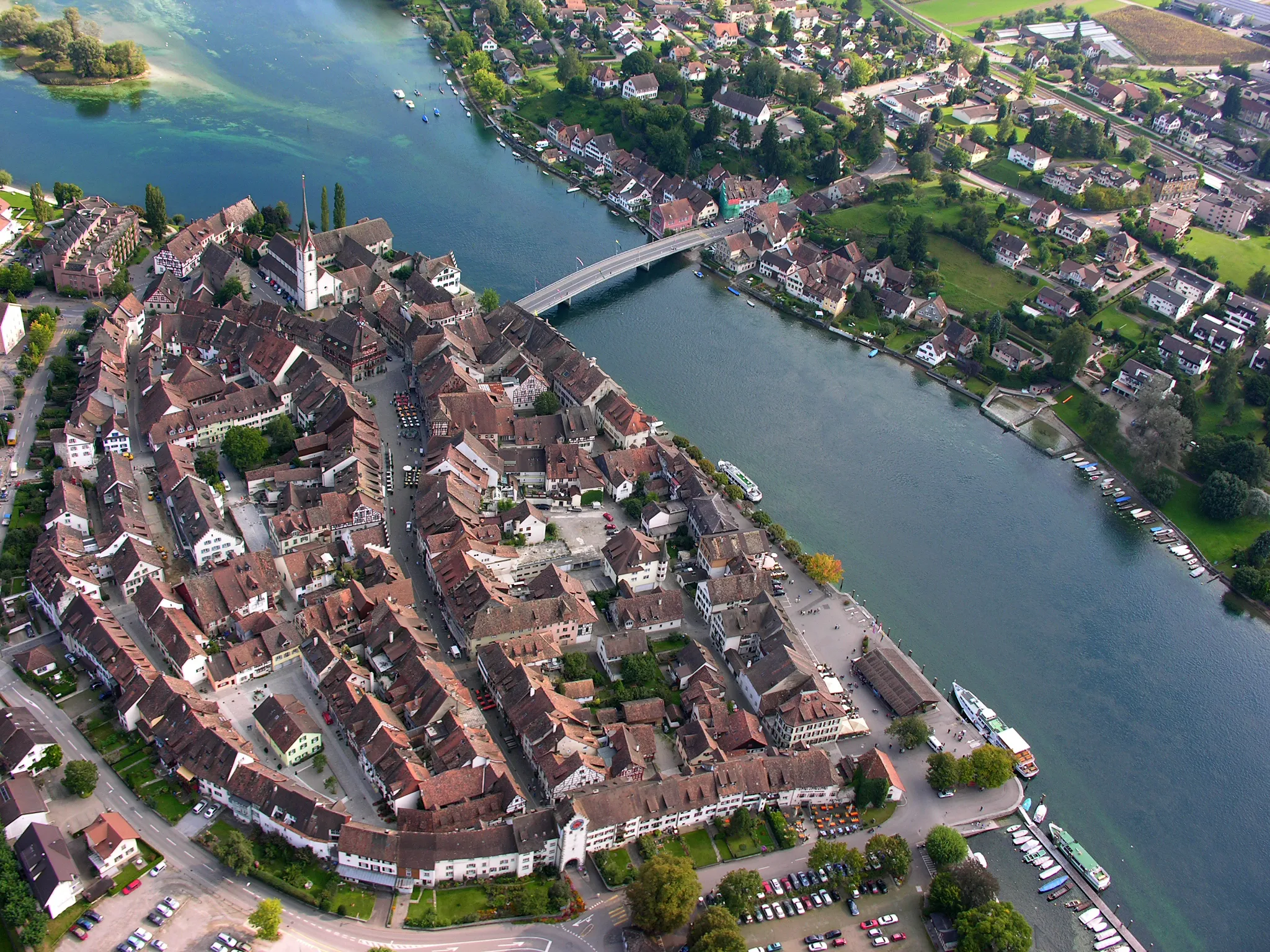 Photo showing: Aerial view of Stein am Rhein, Canton of Schaffhausen, Switzerland