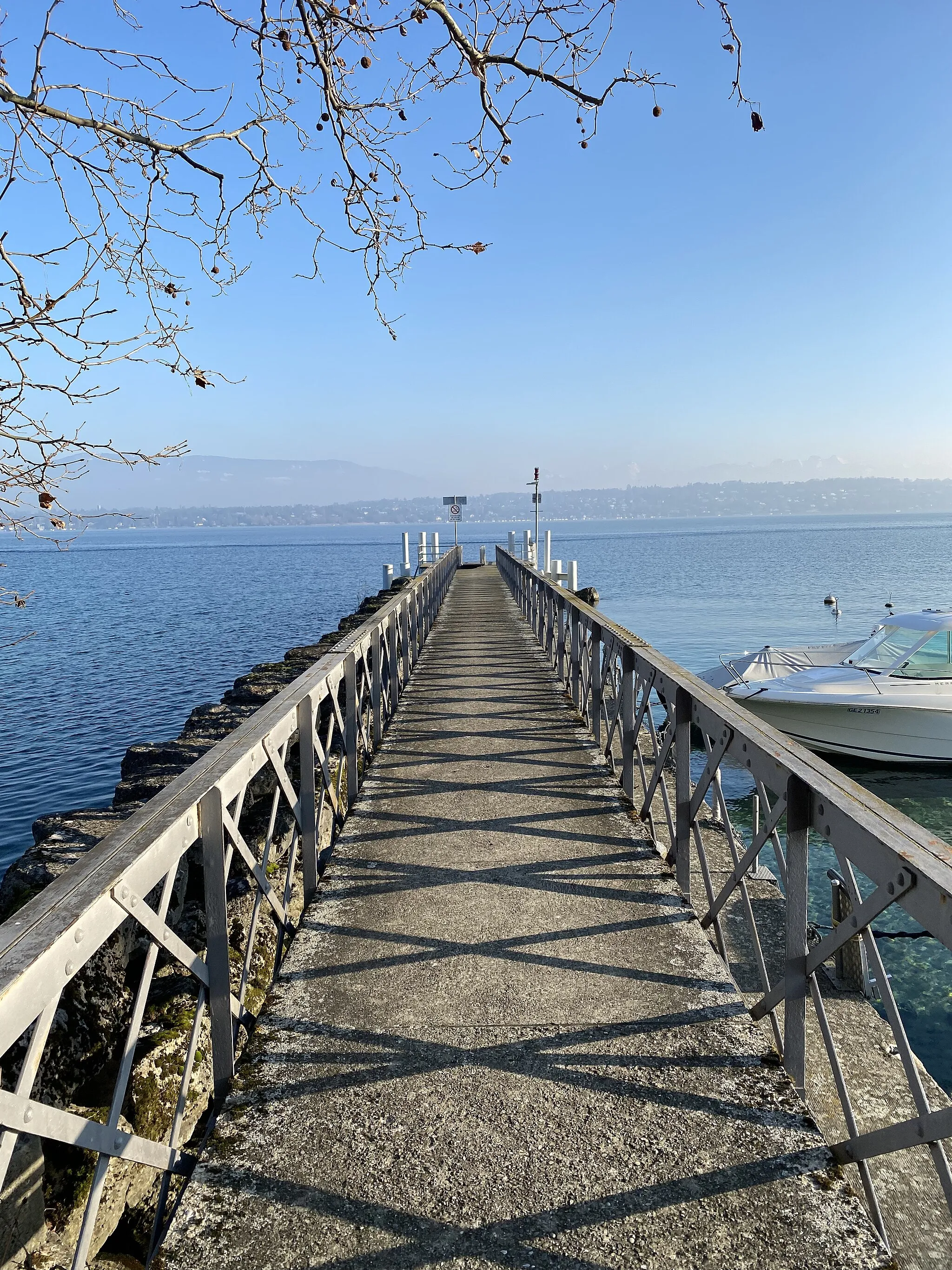 Photo showing: Image d'une promenade au bord du Lac Léman en hiver (Bellevue, canton de Genève, Suisse).
