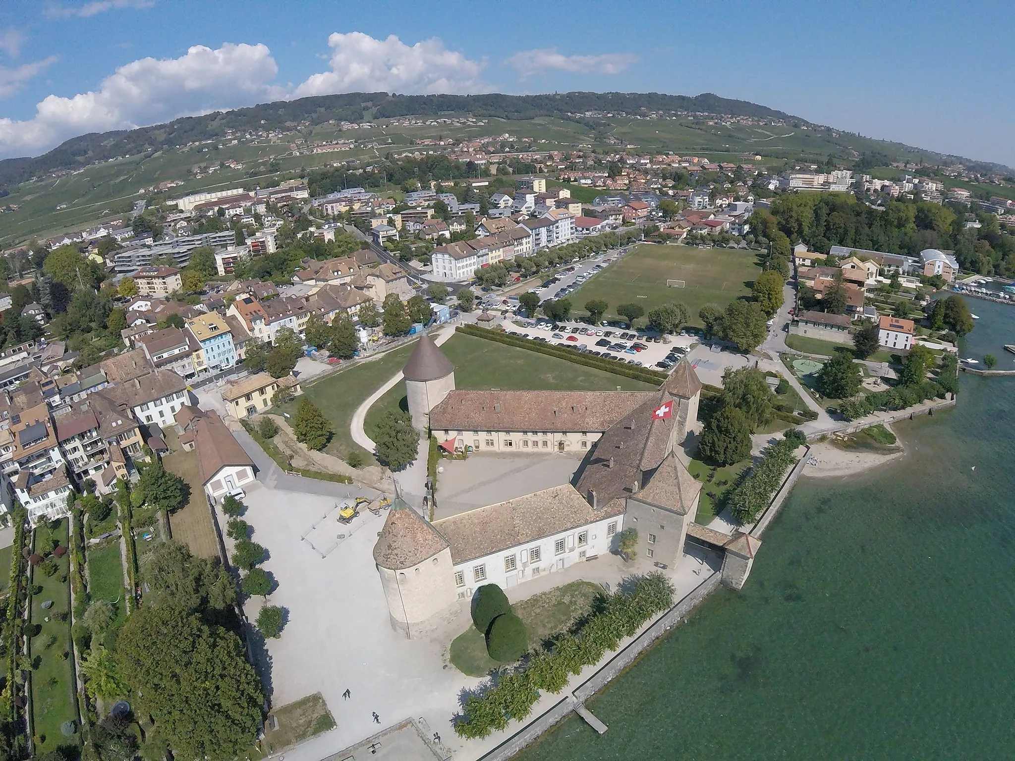 Photo showing: Rolle, a municipality in the Canton of Vaud in Switzerland, aerial view.