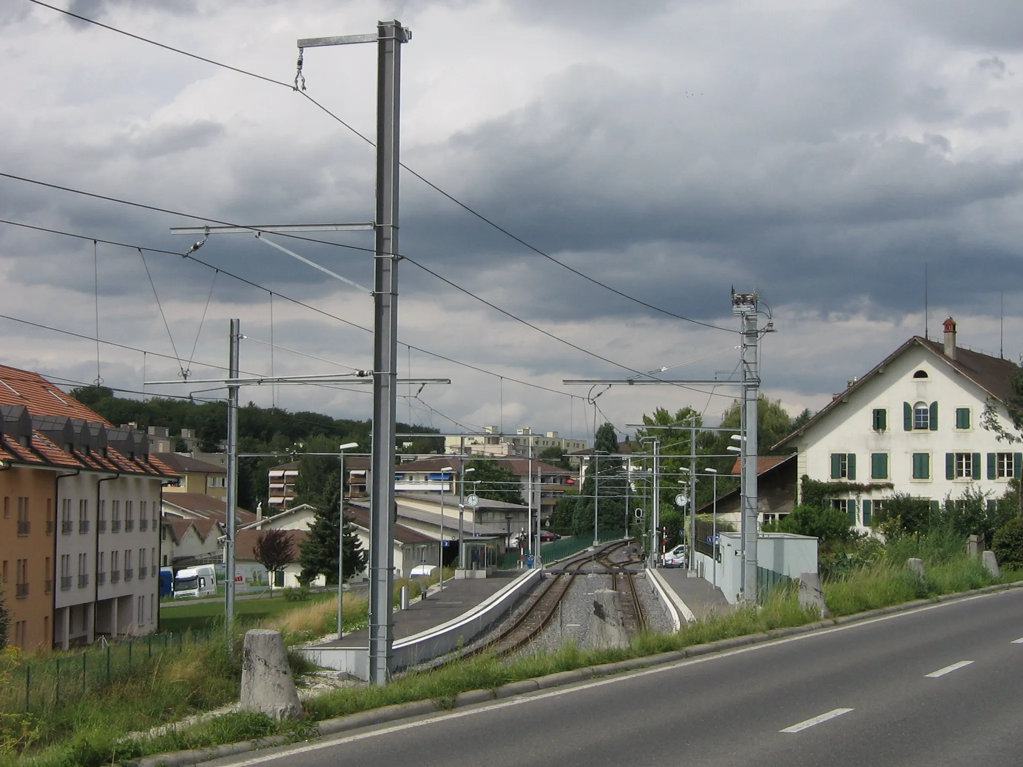 Photo showing: Vue globale de la gare de Romanel en direction d'Échallens