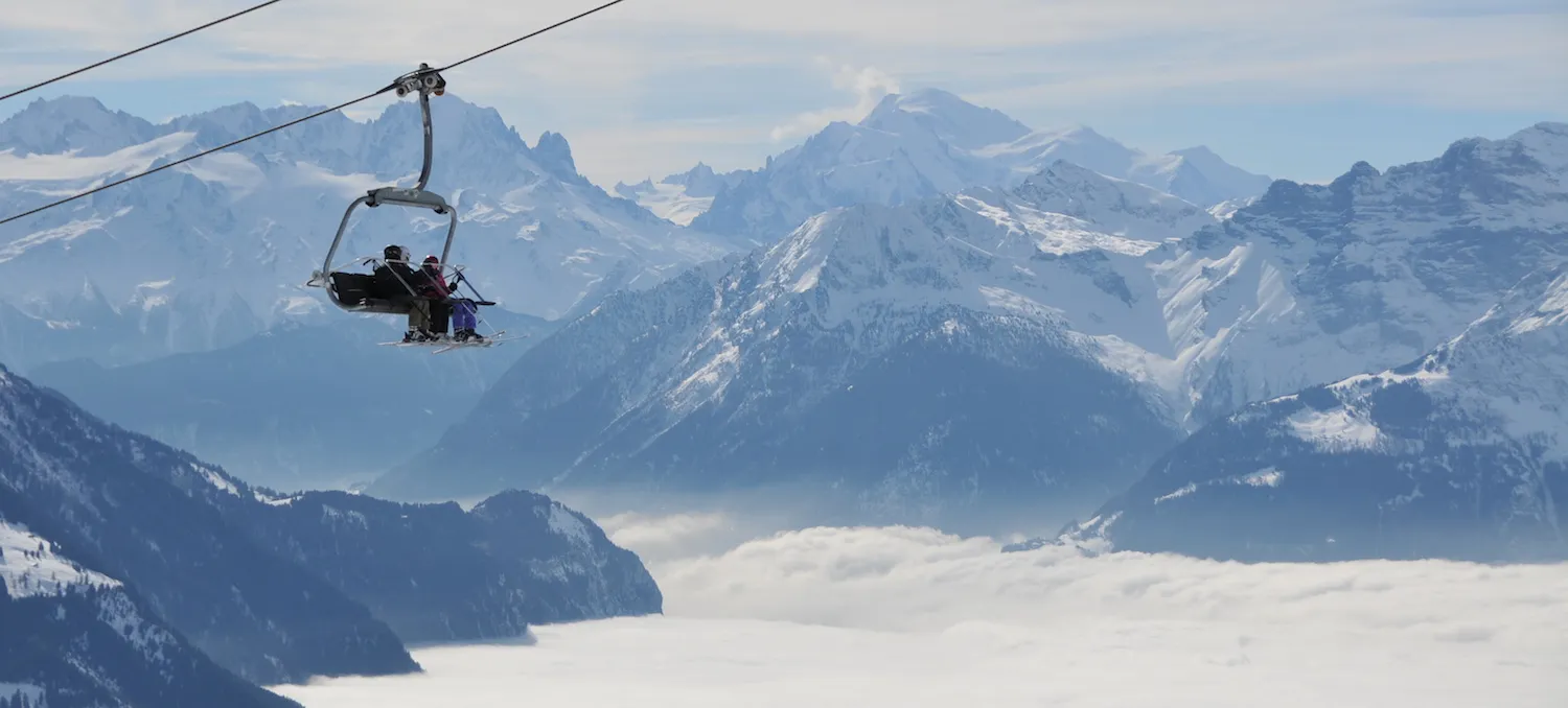 Photo showing: Ski lift to the slopes above Villars