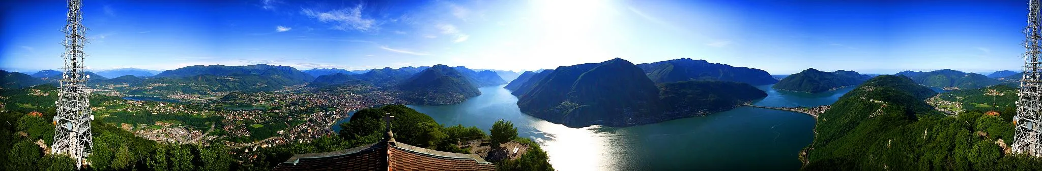 Photo showing: Lake Lugano from Monte San Salvatore