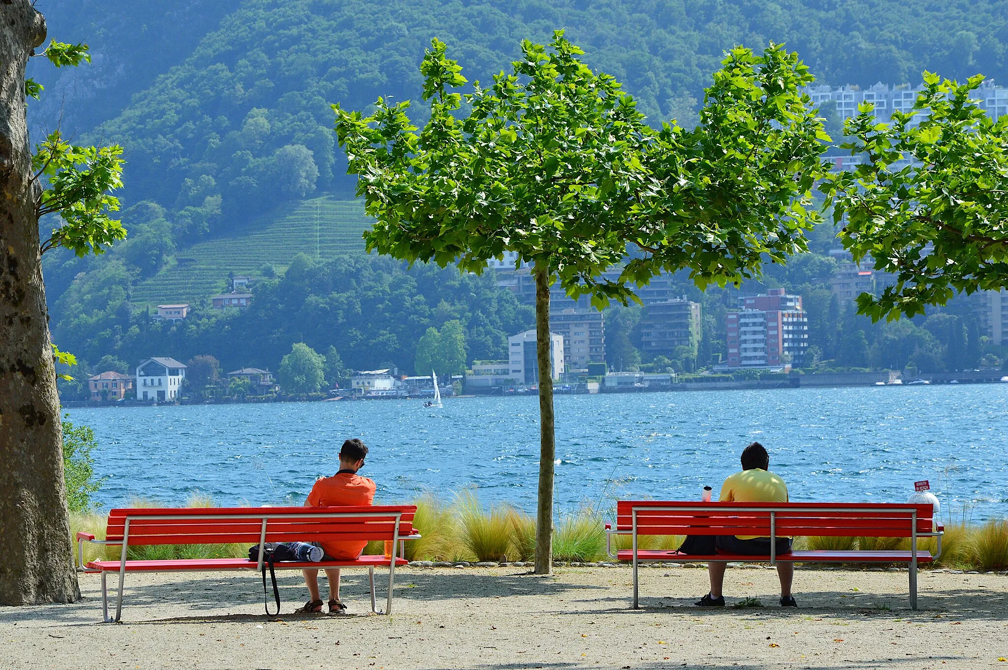 Photo showing: View to Lake Lugano from Parco Ciani. Lugano, Switzerland.