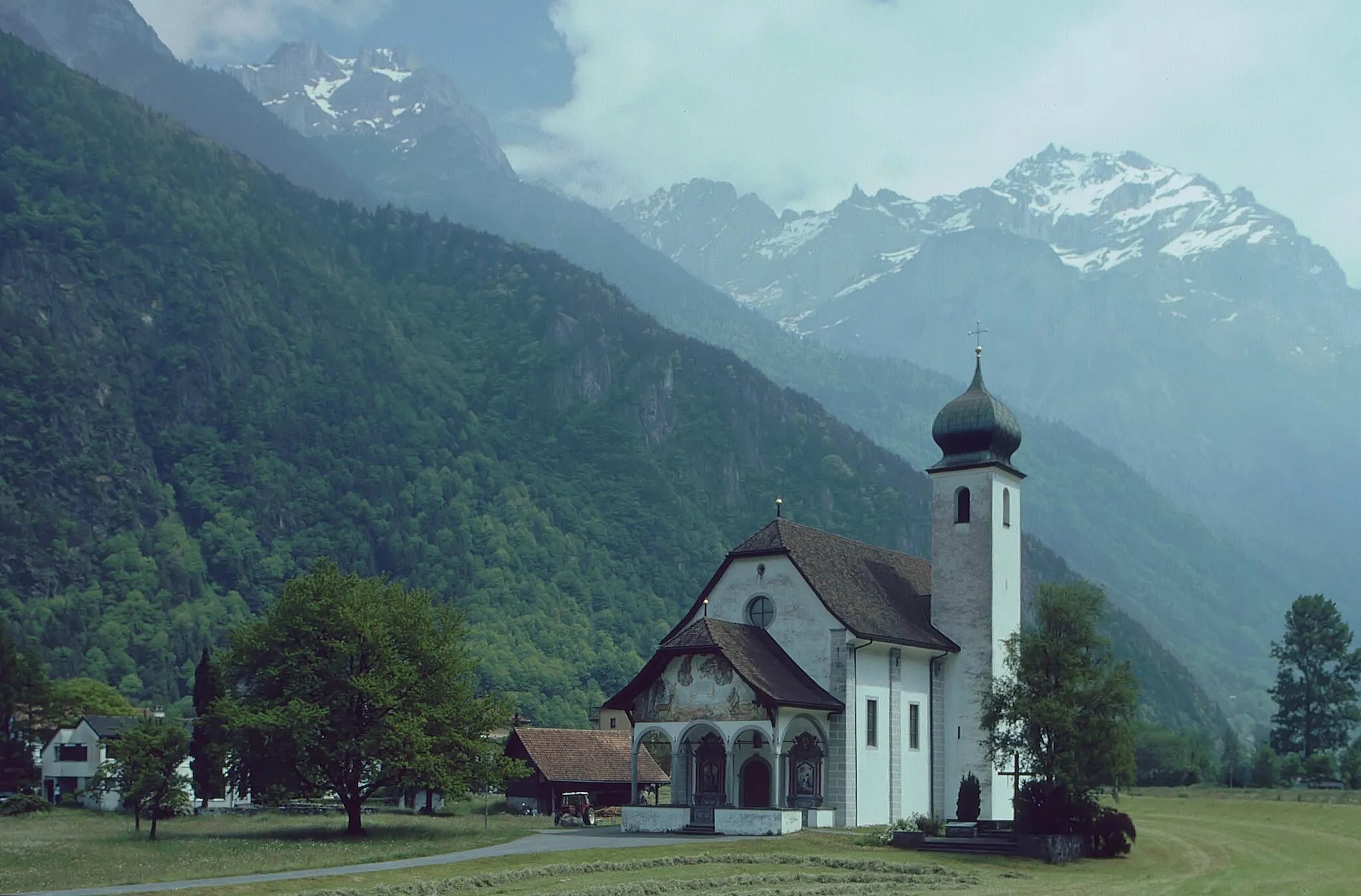 Photo showing: Jagdmattkapelle in Erstfeld auf der rechten Seite der Reuss; Kanton Uri/Zentralschweiz