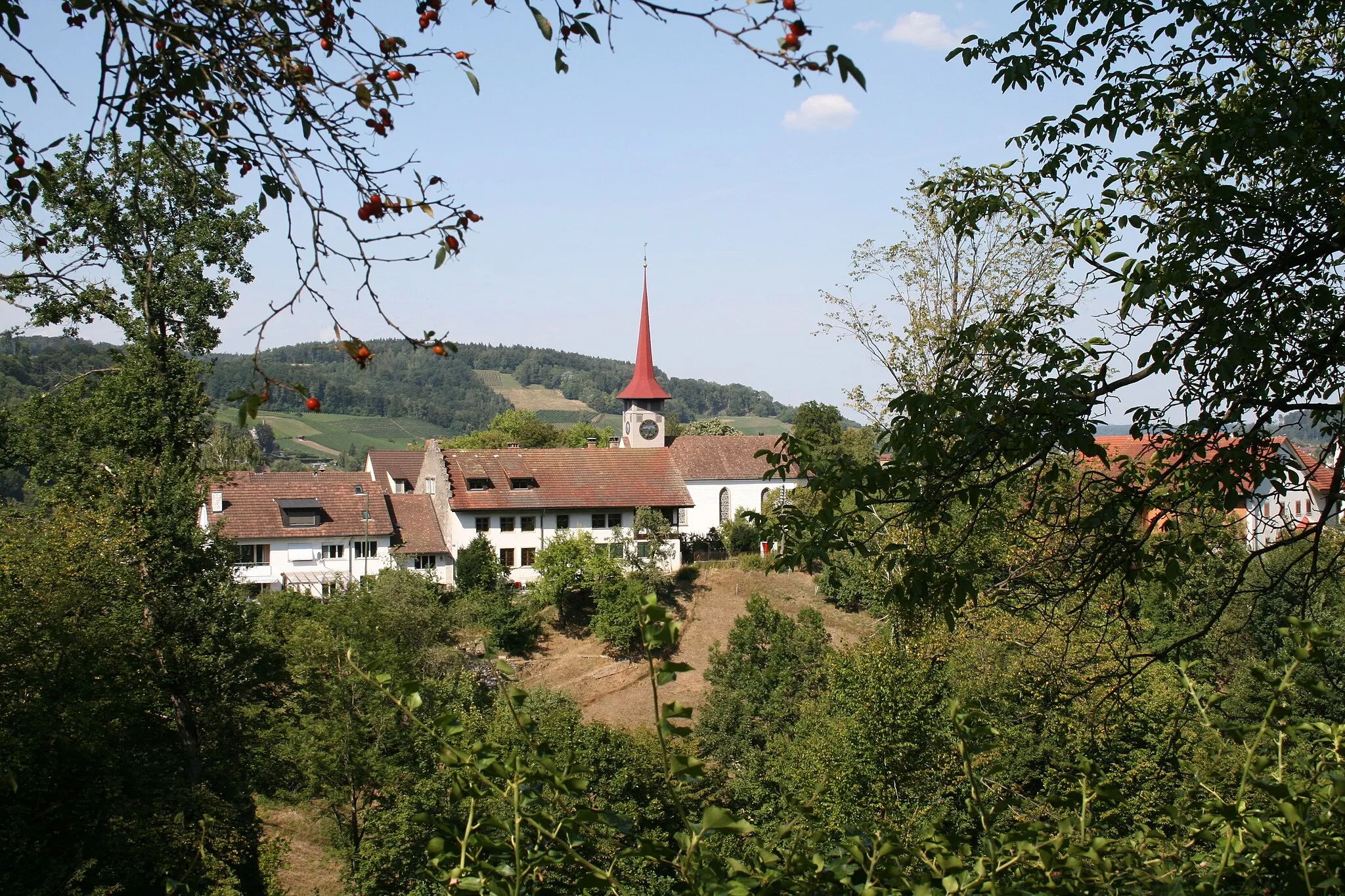 Photo showing: Hinterdorf Pfungen mit reformierter Kirche