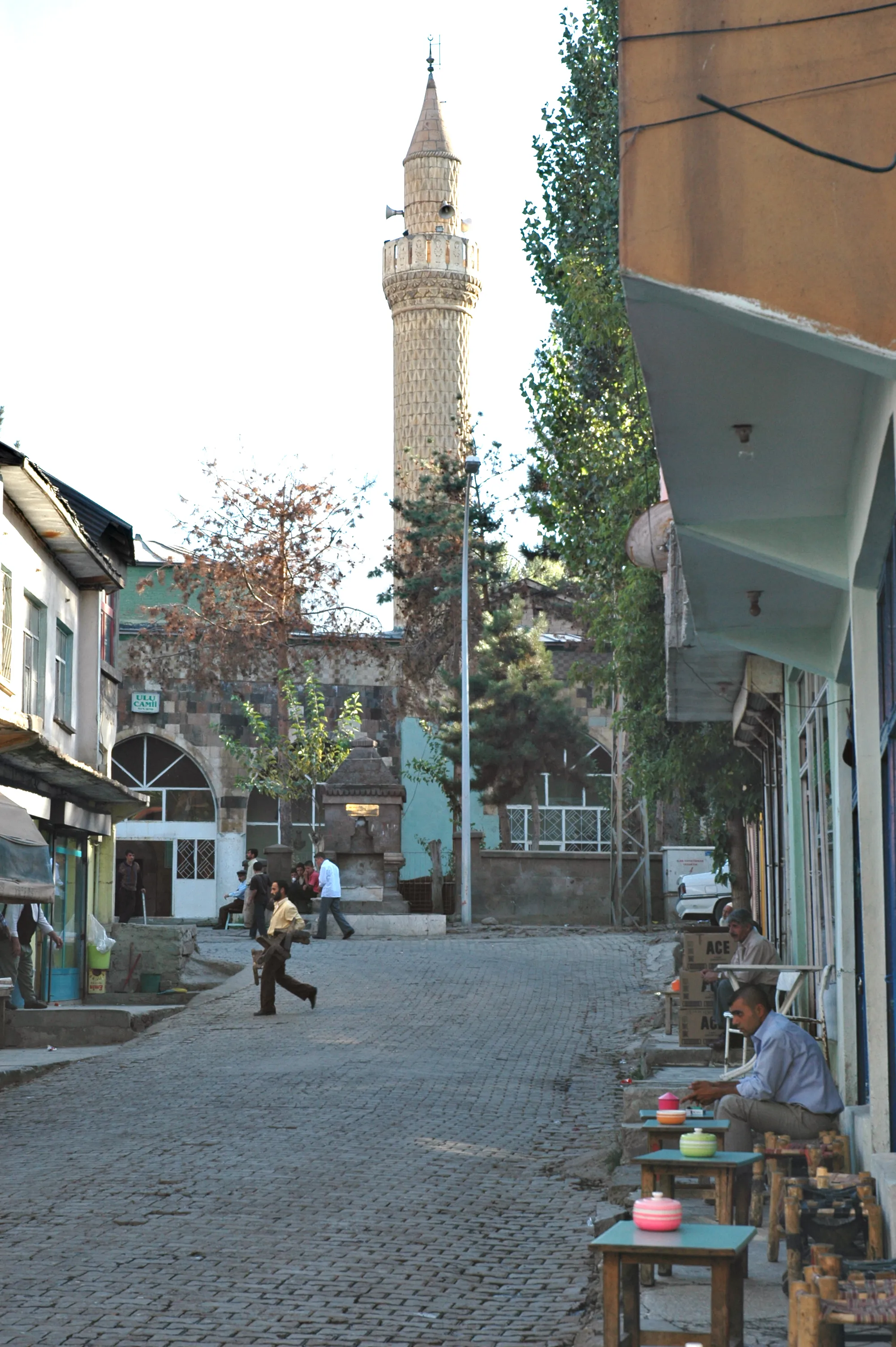 Photo showing: From street views I think the road is no longer cobbled, but the general impression seems not to have changed too much from this older picture. Approaching Ulu Cami (Great Mosque).