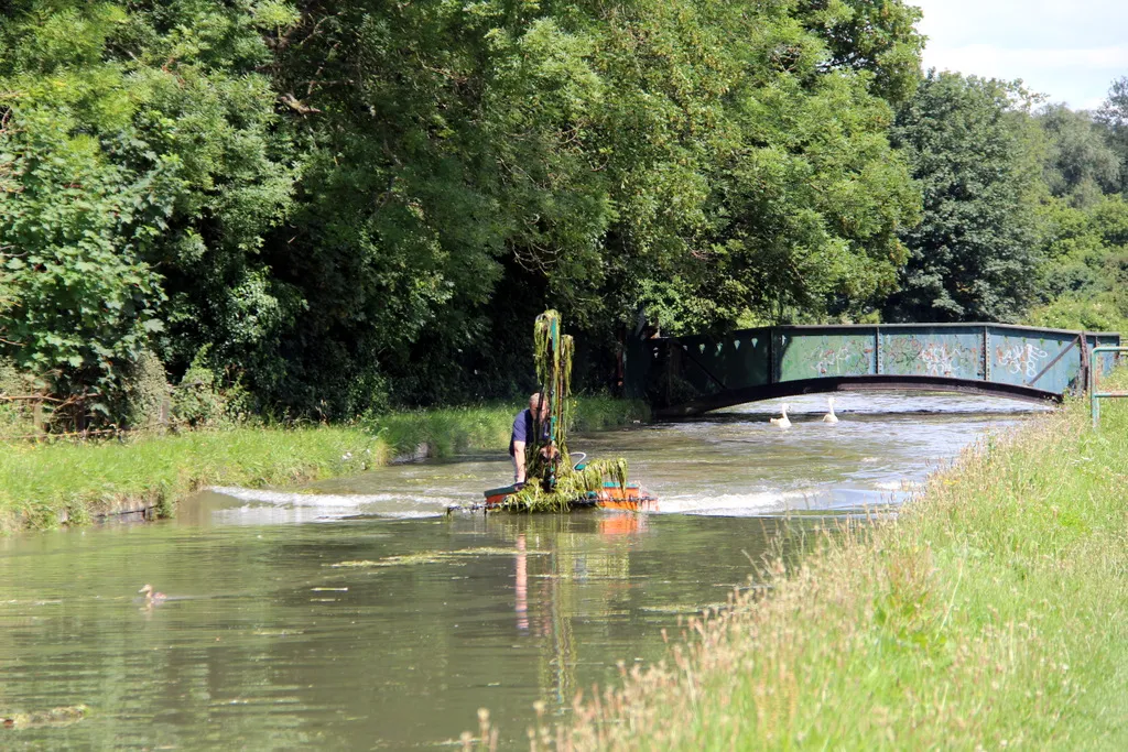 Photo showing: Dredging the New River, Broxbourne, Hertfordshire
