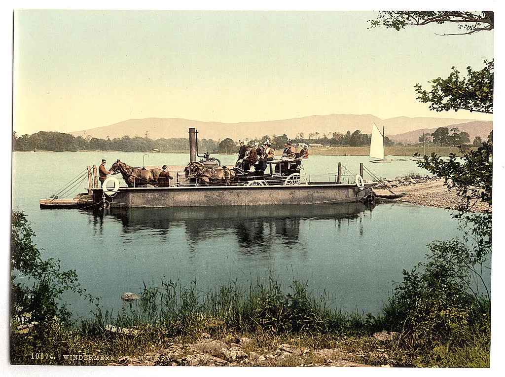 Photo showing: Windermere, steam ferry, Lake District, England
[between ca. 1890 and ca. 1900].
1 photomechanical print : photochrom, color.
Notes:
Title from the Detroit Publishing Co., Catalogue J--foreign section, Detroit, Mich. : Detroit Publishing Company, 1905.
Print no. "10674".
Forms part of: Views of the British Isles, in the Photochrom print collection.
Subjects:
England--Windermere.
Format: Photochrom prints--Color--1890-1900.
Rights Info: No known restrictions on publication.
Repository: Library of Congress, Prints and Photographs Division, Washington, D.C. 20540 USA, hdl.loc.gov/loc.pnp/pp.print
Part Of: Views of the British Isles (DLC)  2002696059
More information about the Photochrom Print Collection is available at hdl.loc.gov/loc.pnp/pp.pgz
Higher resolution image is available (Persistent URL): hdl.loc.gov/loc.pnp/ppmsc.08534

Call Number: LOT 13415, no. 547 [item]