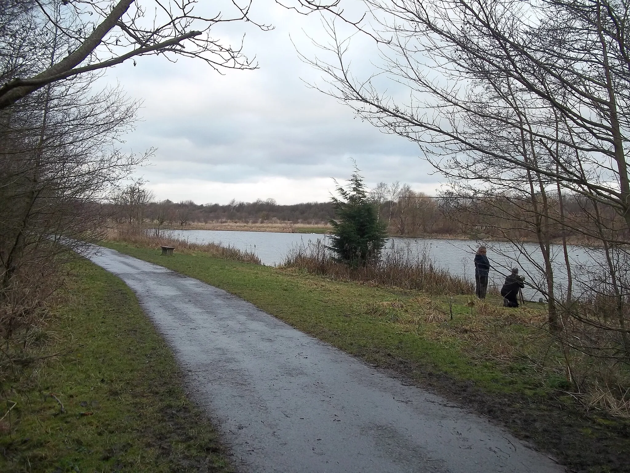 Photo showing: Bird-watchers by the Nutbrook Trail