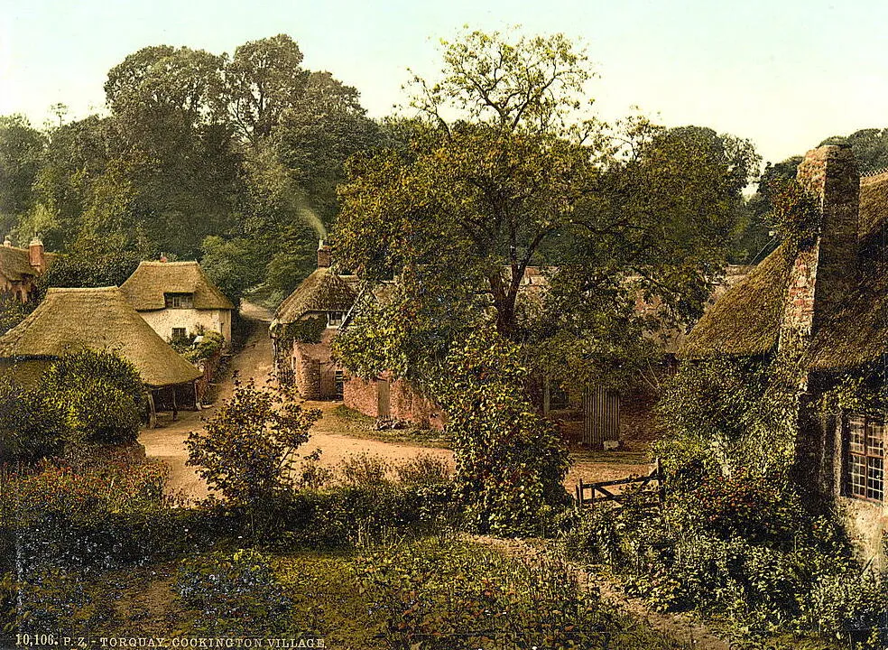 Photo showing: [Cockington Village, Torquay, England]
[between ca. 1890 and ca. 1900].
1 photomechanical print : photochrom, color.
Notes:
Title from the Detroit Publishing Co., Catalogue J--foreign section, Detroit, Mich. : Detroit Publishing Company, 1905.
Print no. "10106".
Forms part of: Views of the British Isles, in the Photochrom print collection.
Subjects:
England--Torquay--Cockington.
Format: Photochrom prints--Color--1890-1900.
Rights Info: No known restrictions on publication.
Repository: Library of Congress, Prints and Photographs Division, Washington, D.C. 20540 USA, hdl.loc.gov/loc.pnp/pp.print
Part Of: Views of the British Isles (DLC)  2002696059
More information about the Photochrom Print Collection is available at hdl.loc.gov/loc.pnp/pp.pgz
Higher resolution image is available (Persistent URL): hdl.loc.gov/loc.pnp/ppmsc.08915

Call Number: LOT 13415, no. 928 [item]