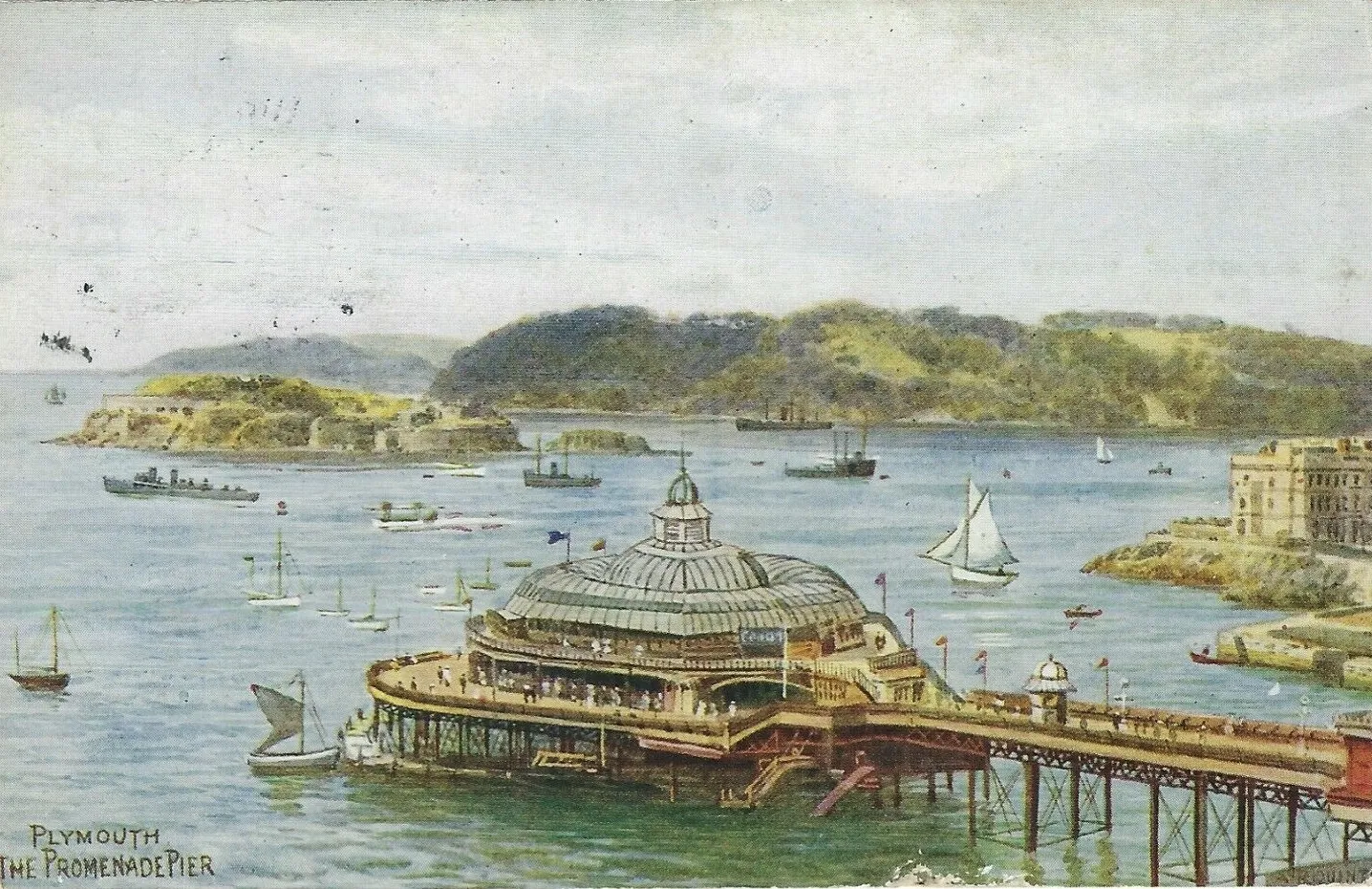 Photo showing: A. R. Quinton, “Plymouth the Promenade Pier”, water colour printed as postcard