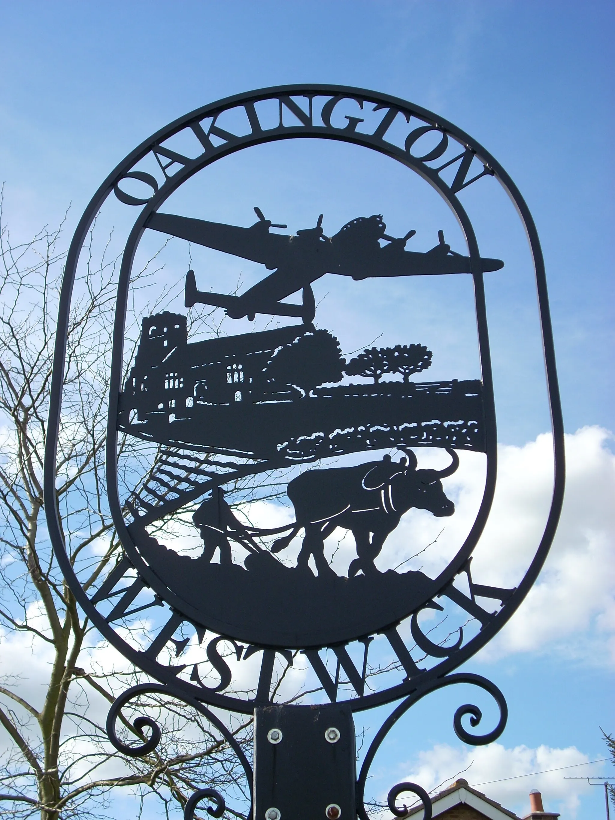 Photo showing: Village sign of Oakington, Cambridgeshire, England