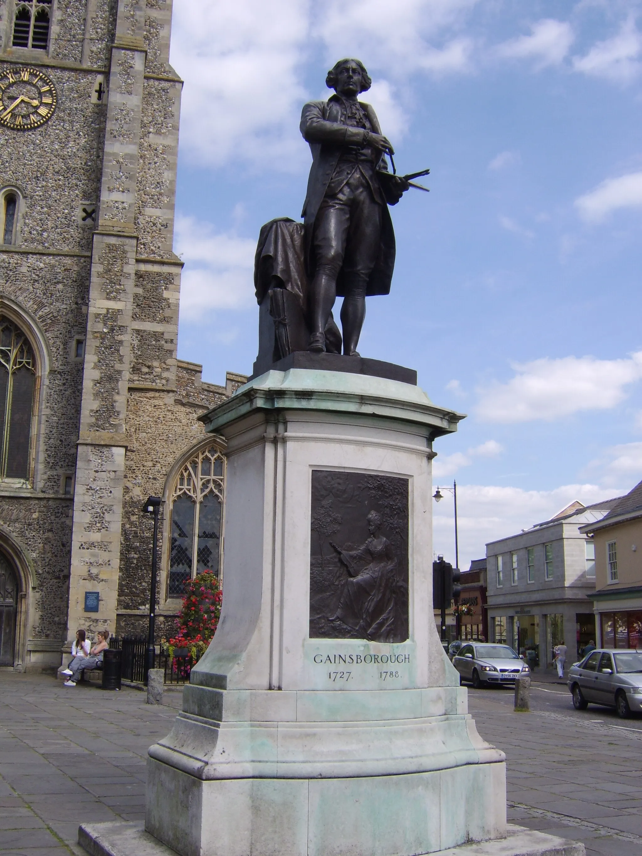Photo showing: A photograph of the statue of Thomas Gainsborough in the town centre of Sudbury, Suffolk.