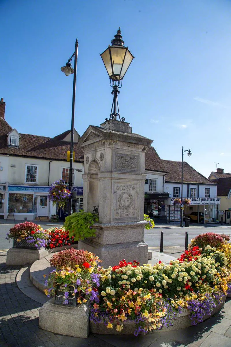 Photo showing: The Jubilee Drinking Fountain (1888) in Halstead, Essex, designed by Leonard Shuffrey.