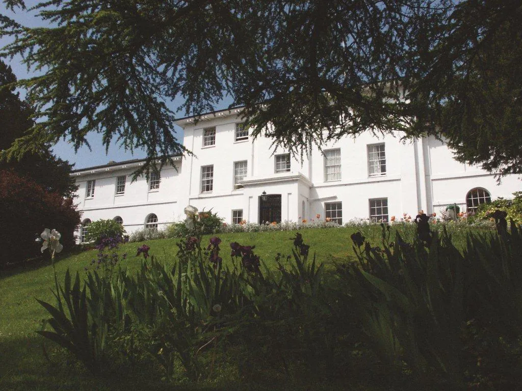 Photo showing: Front of main Senior School building, Sidcot School, Winscombe, Somerset