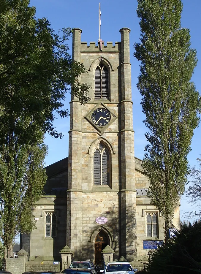 Photo showing: St John the Evangelist's parish church, Farnworth, Bolton, England, seen from the west