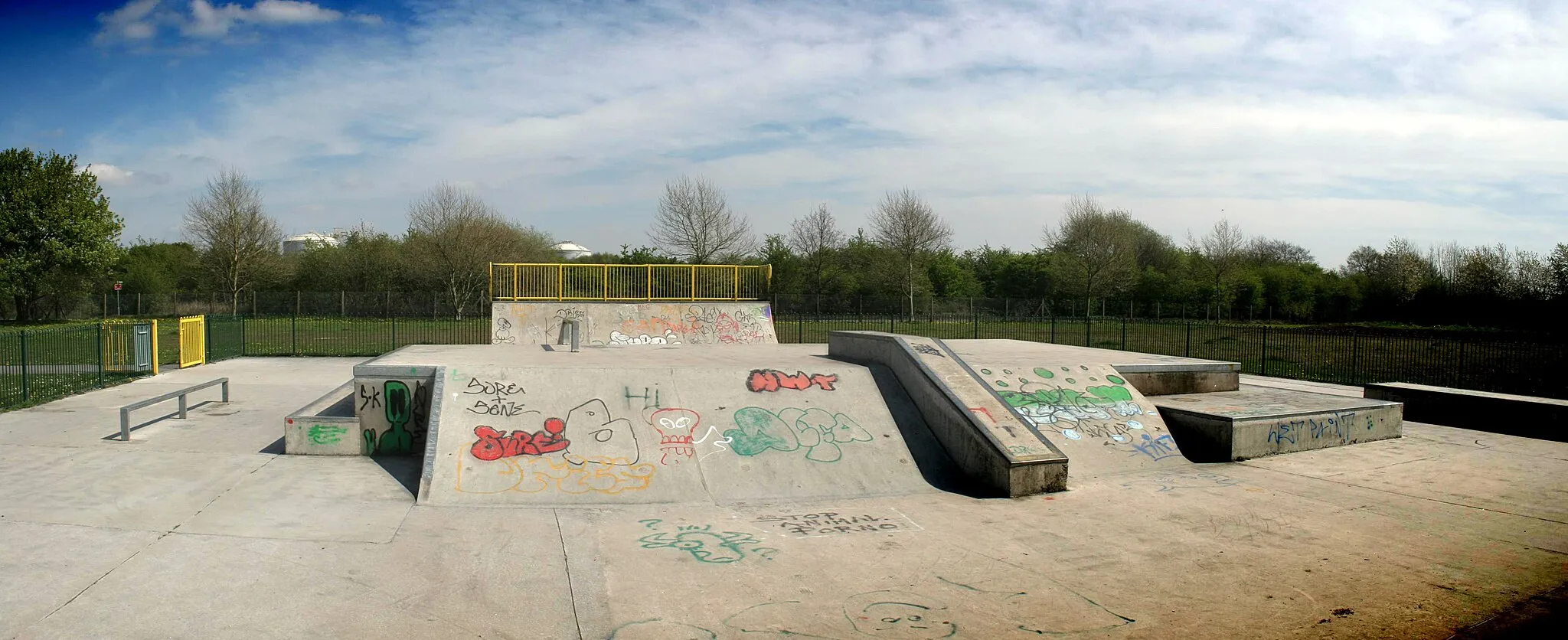 Photo showing: Partington Skate Park, just to the south of Partington along Moss Lane.