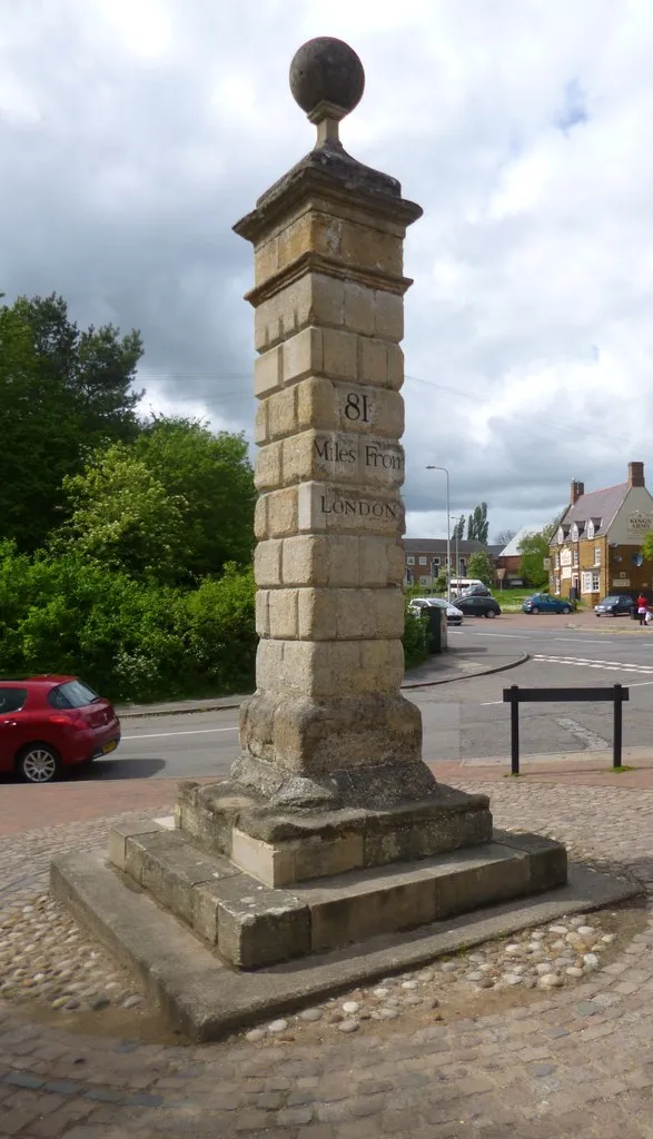 Photo showing: Desborough, milestone