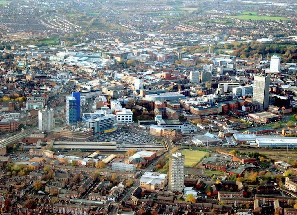 Photo showing: Vue aerienne de Leicester RU