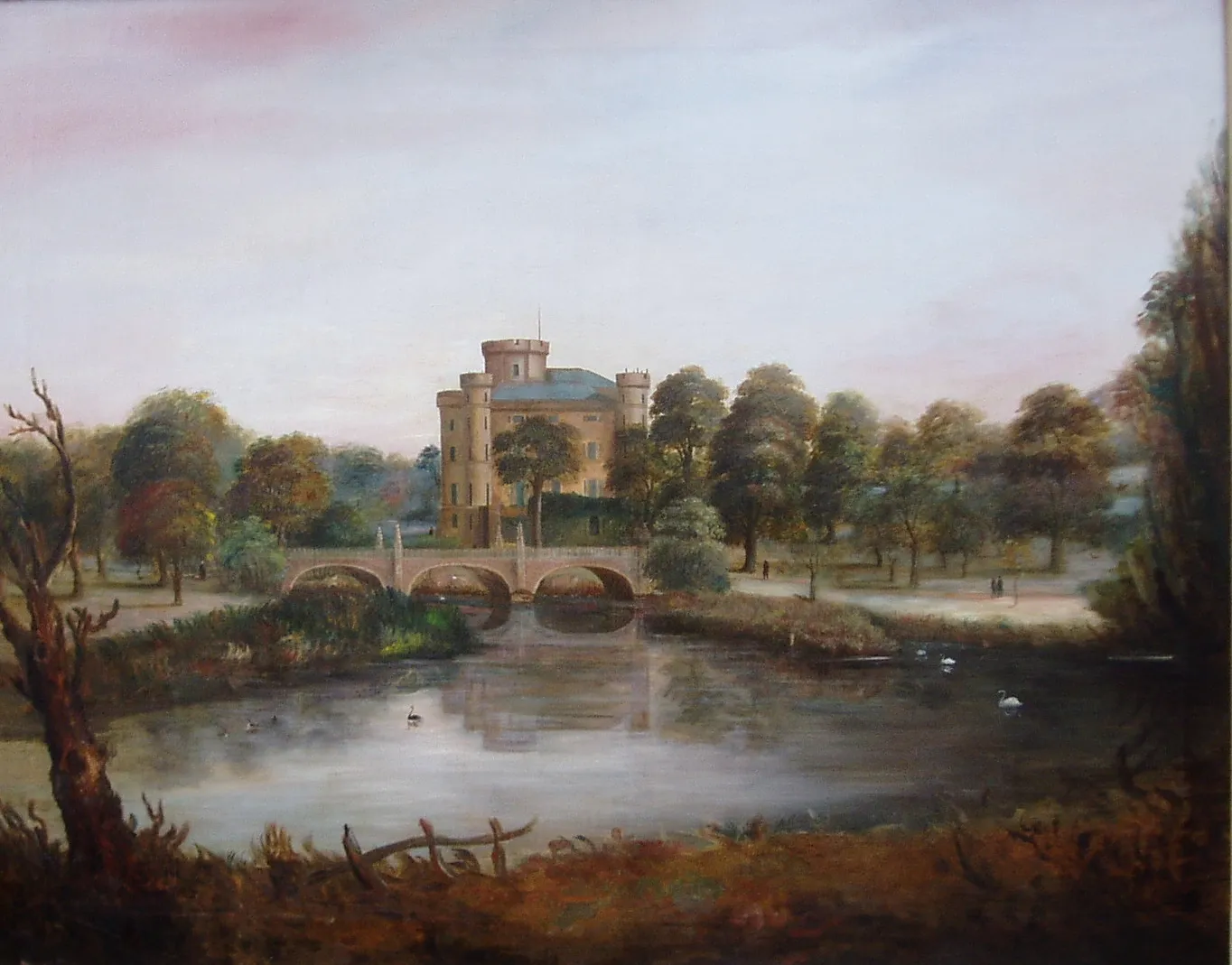 Photo showing: A view of Eglinton Castle, Kilwinning, North Ayrshire, Scotland. Circa 1830s.