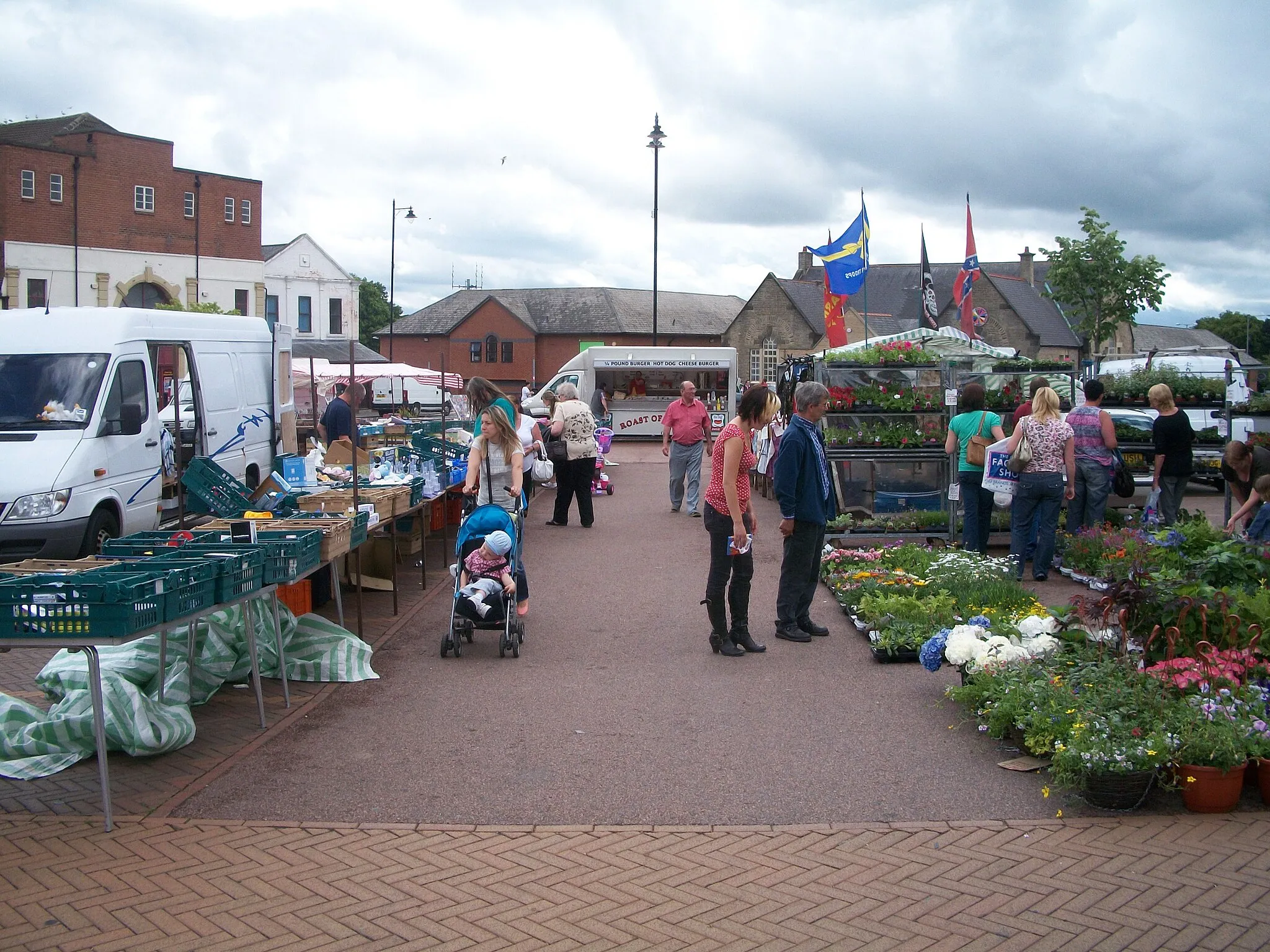 Photo showing: Open air market in Crook, Co. Durham