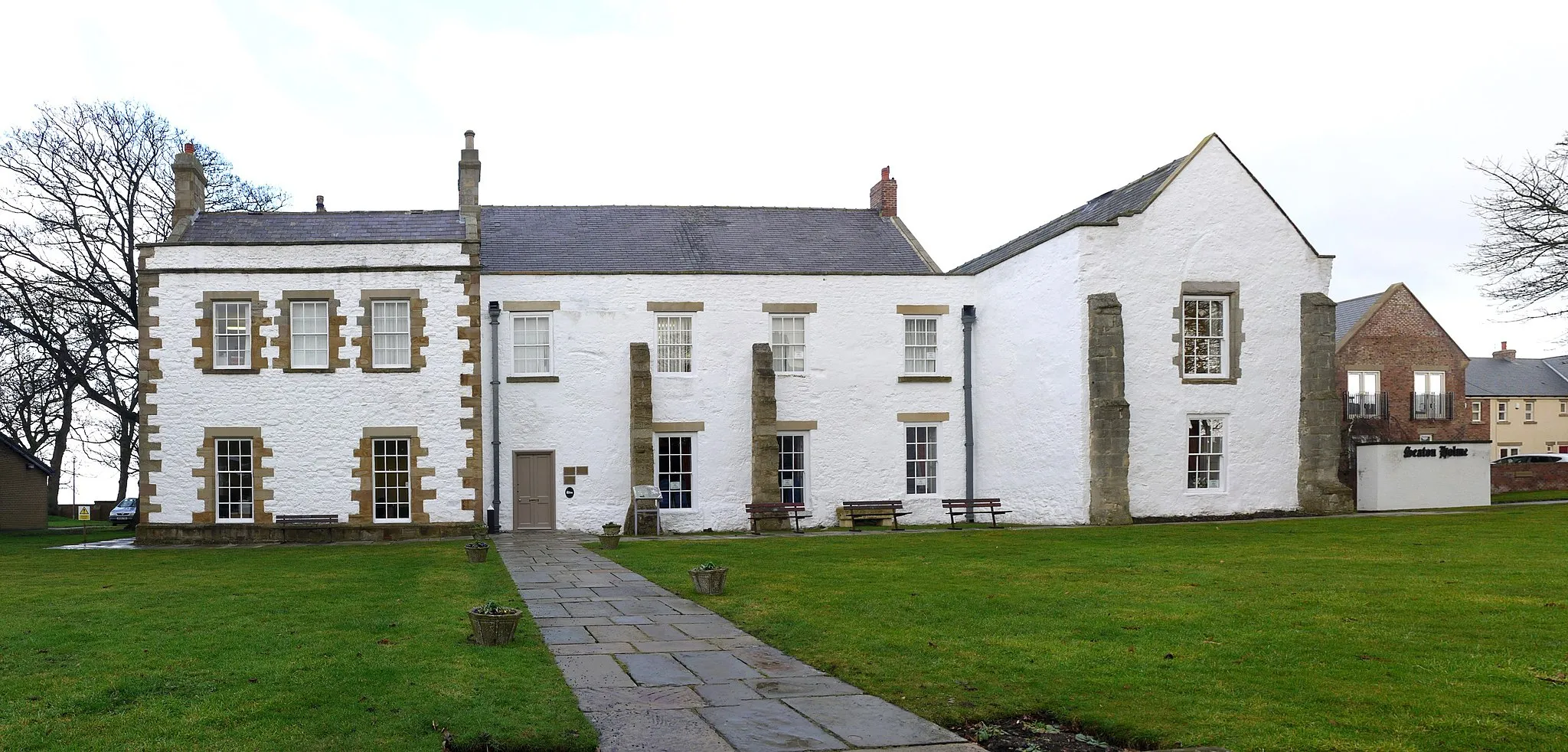 Photo showing: Seaton Holme, Easington, County Durham, England. A medieval manor house dating from 1249, said to be one of the oldest domestic buildings in England. It was built on even older remains of Anglo-Saxon timber-framed buildings of which evidence was found from archaeological excavation. Together with the Church of St Mary the Virgin, just behind on the opposite side of the road, these were the two principle buildings of medieval Easington. It later became the Rectory.
After many different uses and a period of disrepair, the building was bought by Easington Village Parish Council. and following extensive renovation work, it was officially opened by HRH the Duke of Gloucester in 1992 http://www.durhamweb.org.uk/SeatonHolme/index.htm

There is an earlier photo here 322837