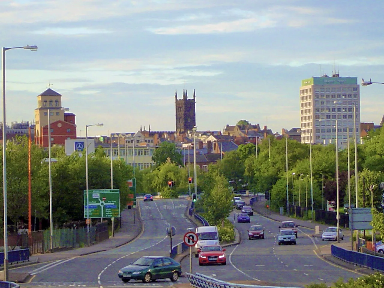 Photo showing: View of Wolverhampton showing the three main buildings on the city skyline