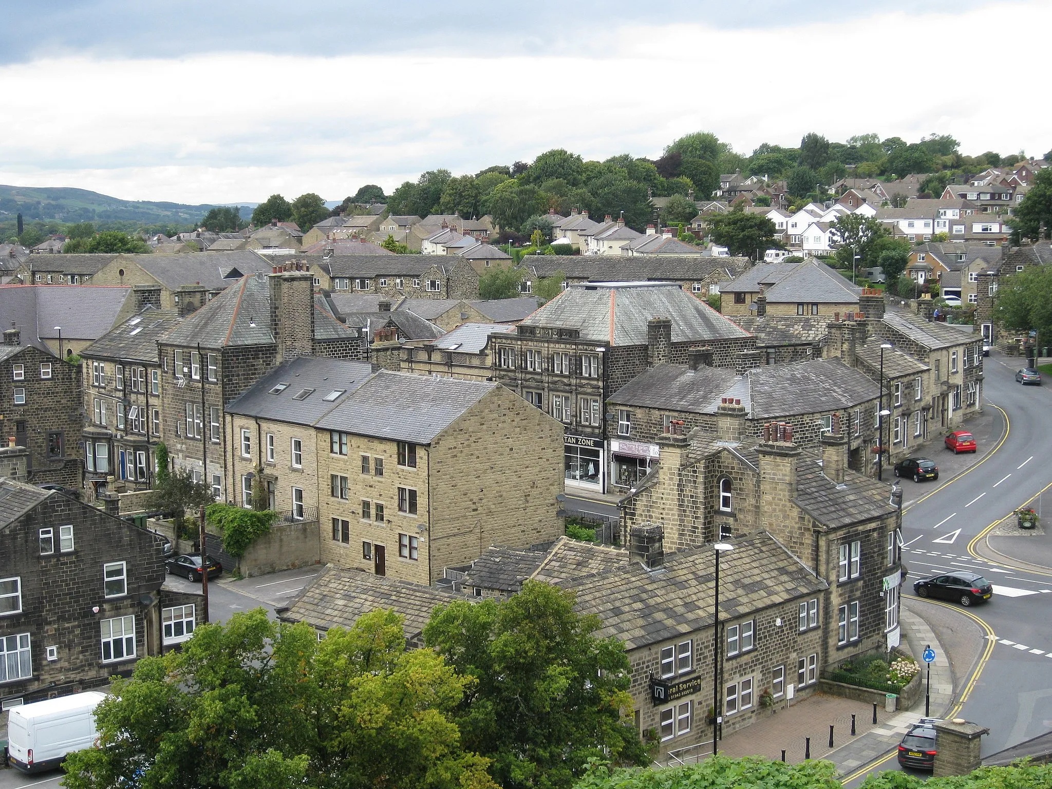 Photo showing: A view over Guiseley from the tower of St Oswald's church