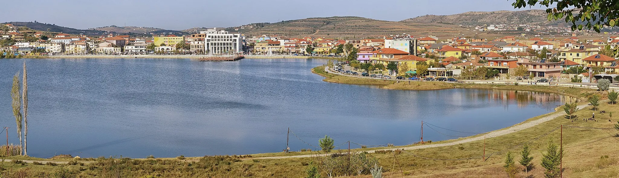 Photo showing: View on Belsh, Albania from east