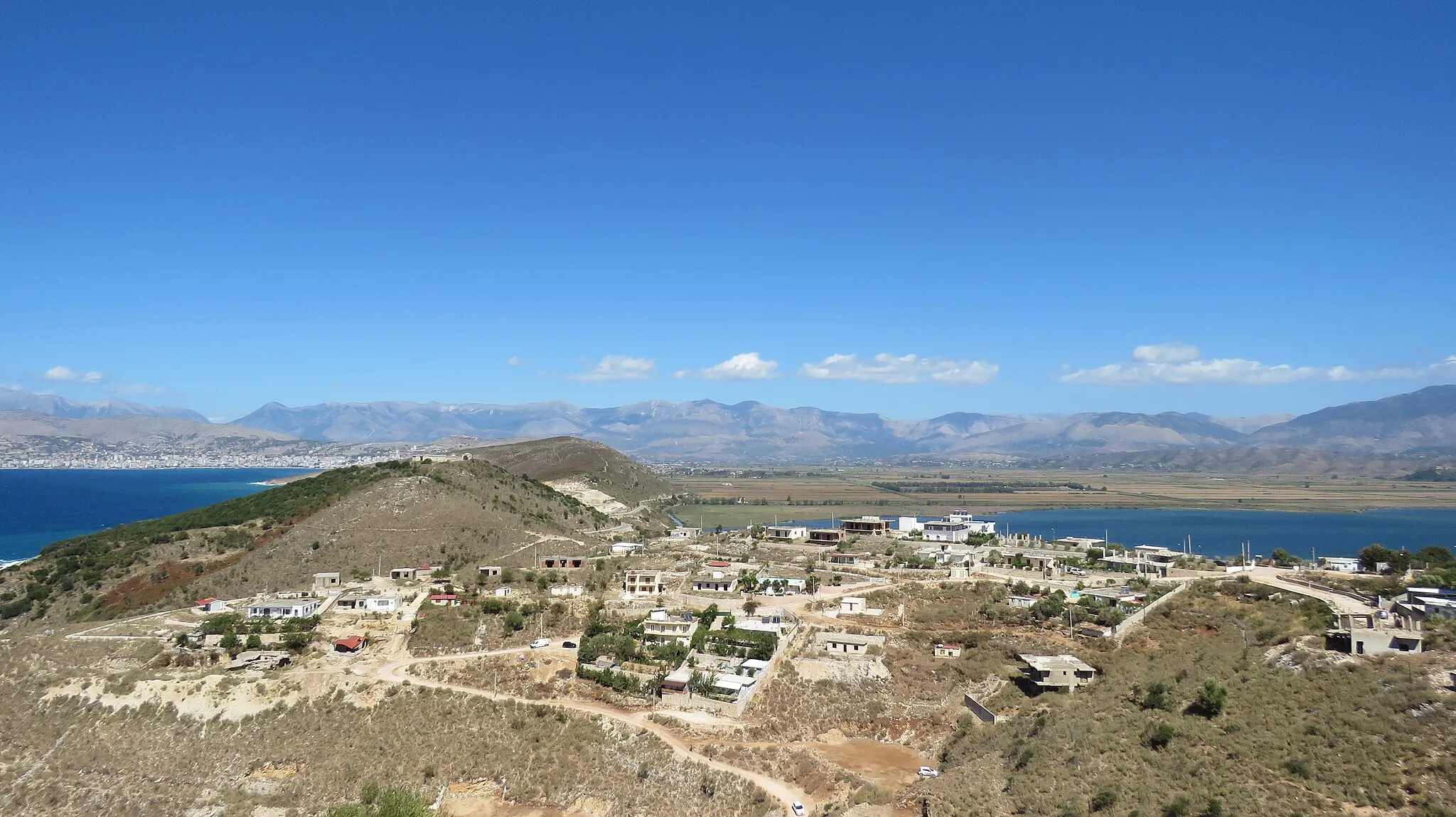 Photo showing: Sarandë, Manastir and Lake Butrinti, Albania.
