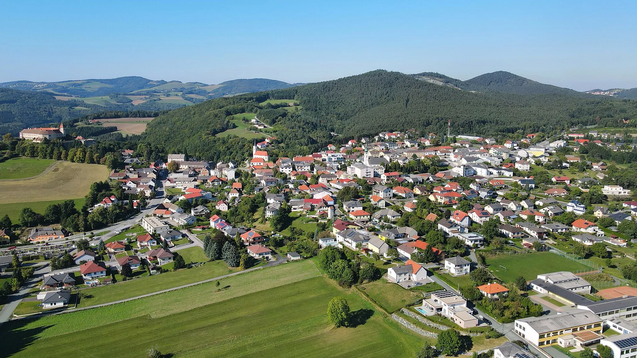 Photo showing: Aerial view of Bernstein, Austria.