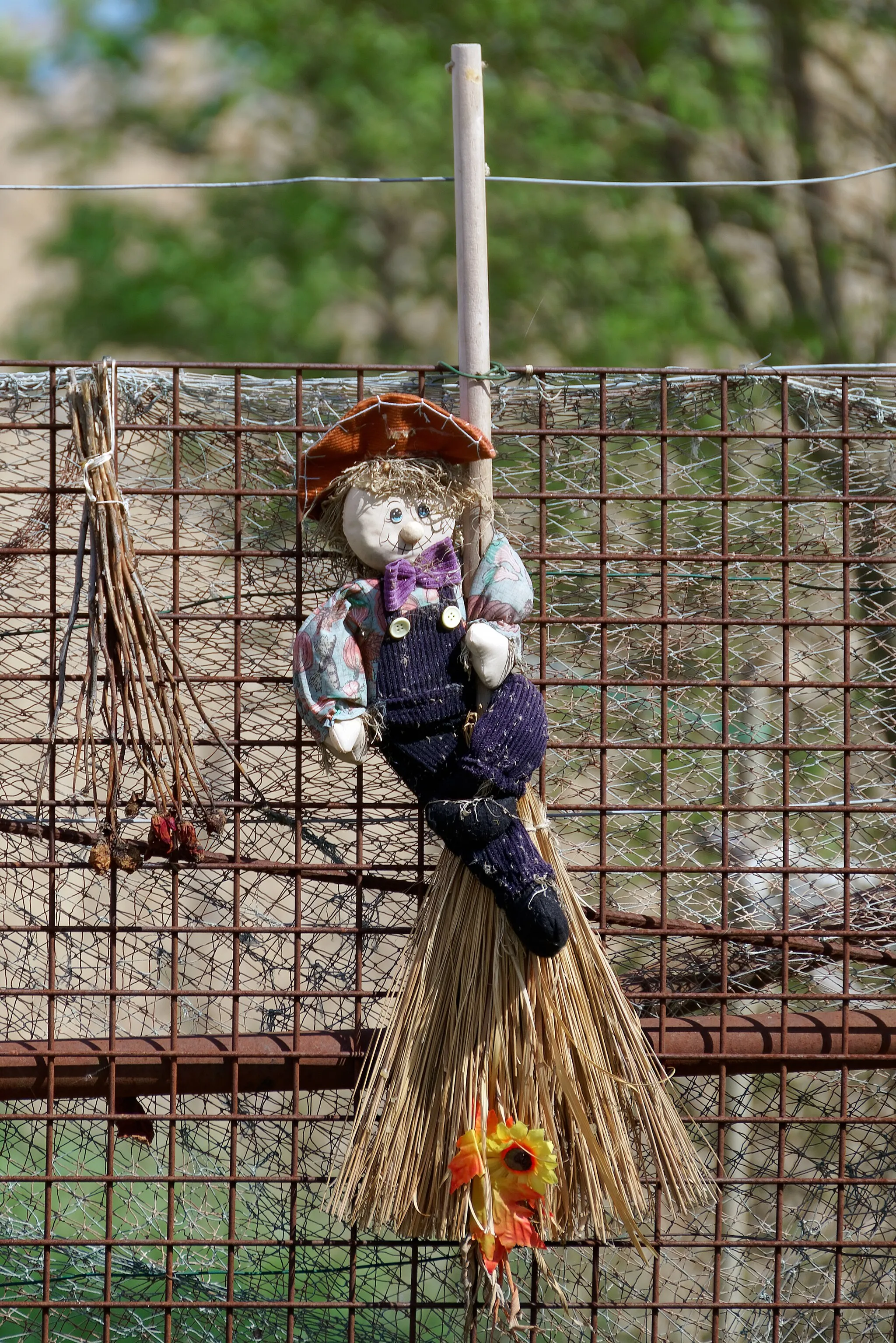 Photo showing: Doll with a broom on a farm gate in Mörbisch am See, Austria