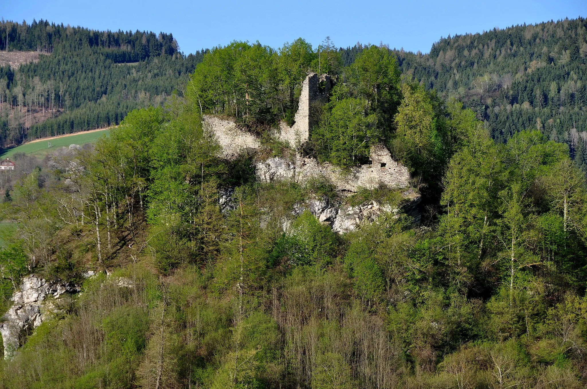Photo showing: Castle ruin Mittertrixen at Mittertrixen, municipality Voelkermarkt, district Voelkermarkt, Carinthia, Austria
