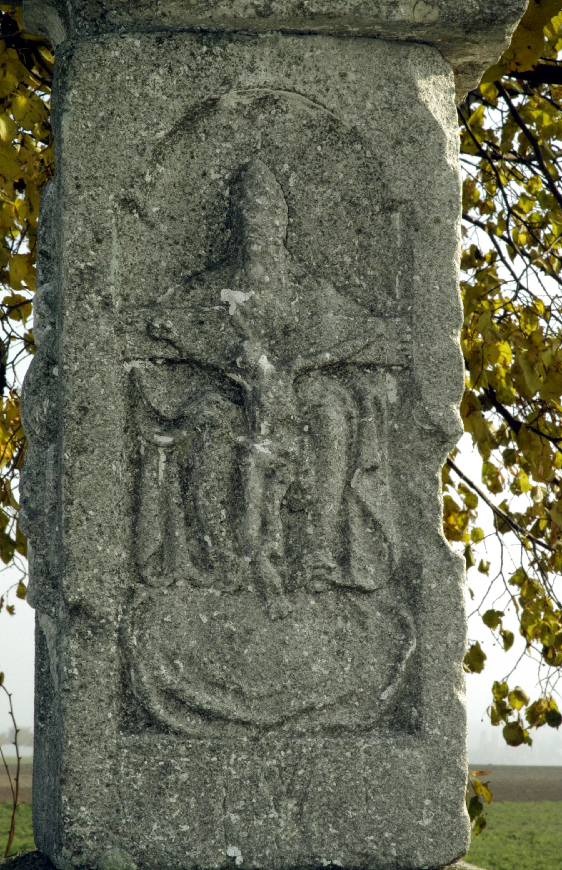 Photo showing: Bildstock bei Aspersdorf, Gemeinde Hollabrunn - Detail des Quaderaufsatzes